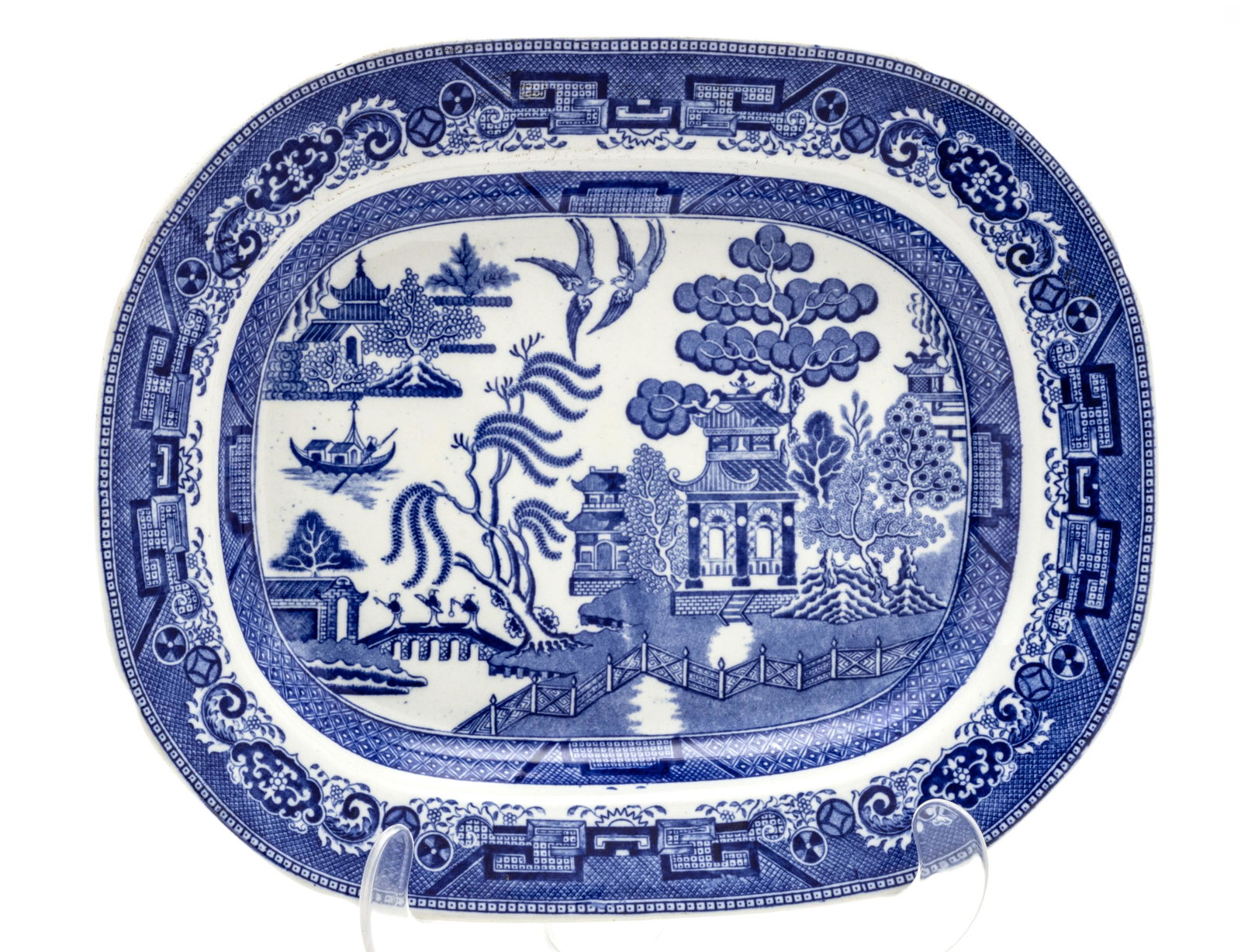 English Transferware Stoneware Platter, C. 1830, W 12.5'' L 15.5'' (1 of 4)