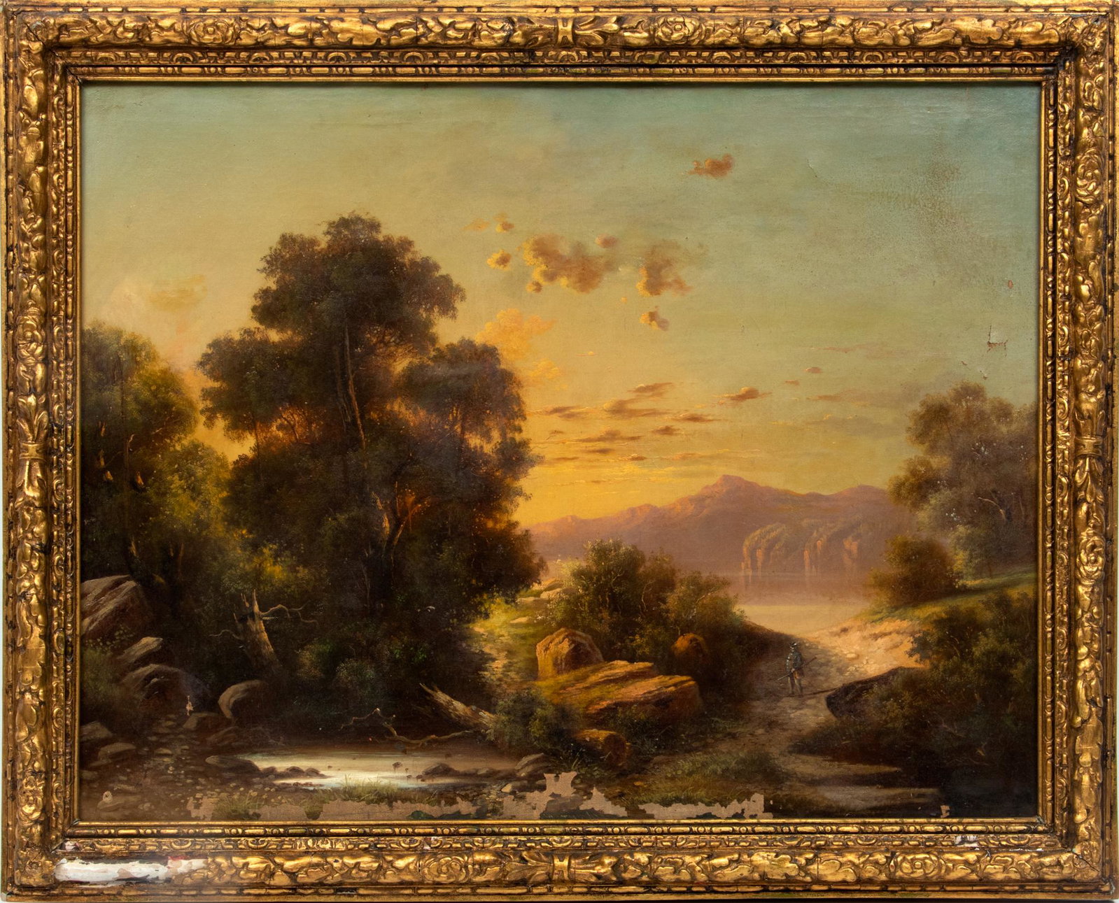 American School Oil On Canvas, Landscape, H 30'' W 38'': American School Oil On Canvas, Landscape, H 30'' W 38'' Framed H 35", W 42.5".
