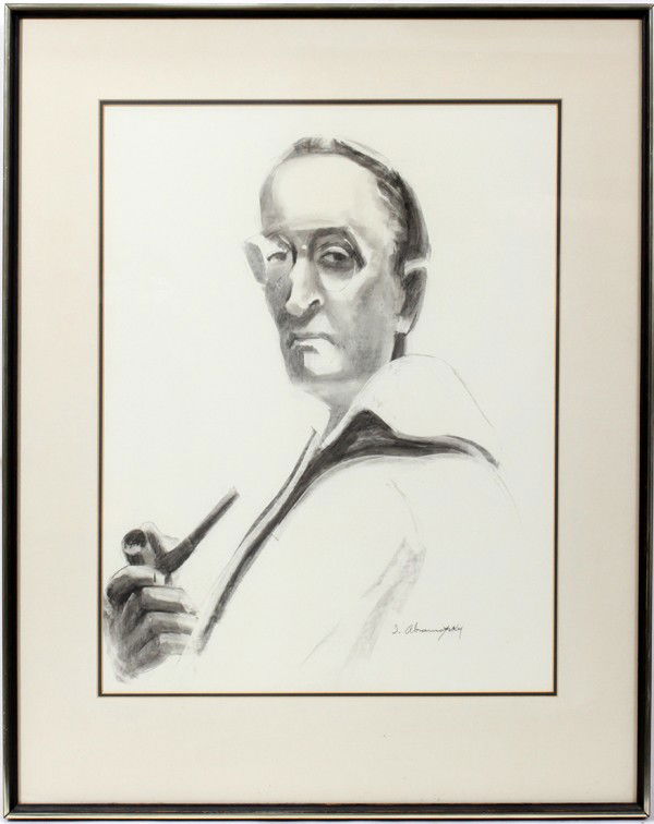 ISRAEL ABRAMOFSKY, MIXED MEDIA ON PAPER: ISRAEL ABRAMOFSKY, MIXED MEDIA ON PAPER, 21" X 16", SELF-PORTRAIT:Signed in pencil in lower right; framed.