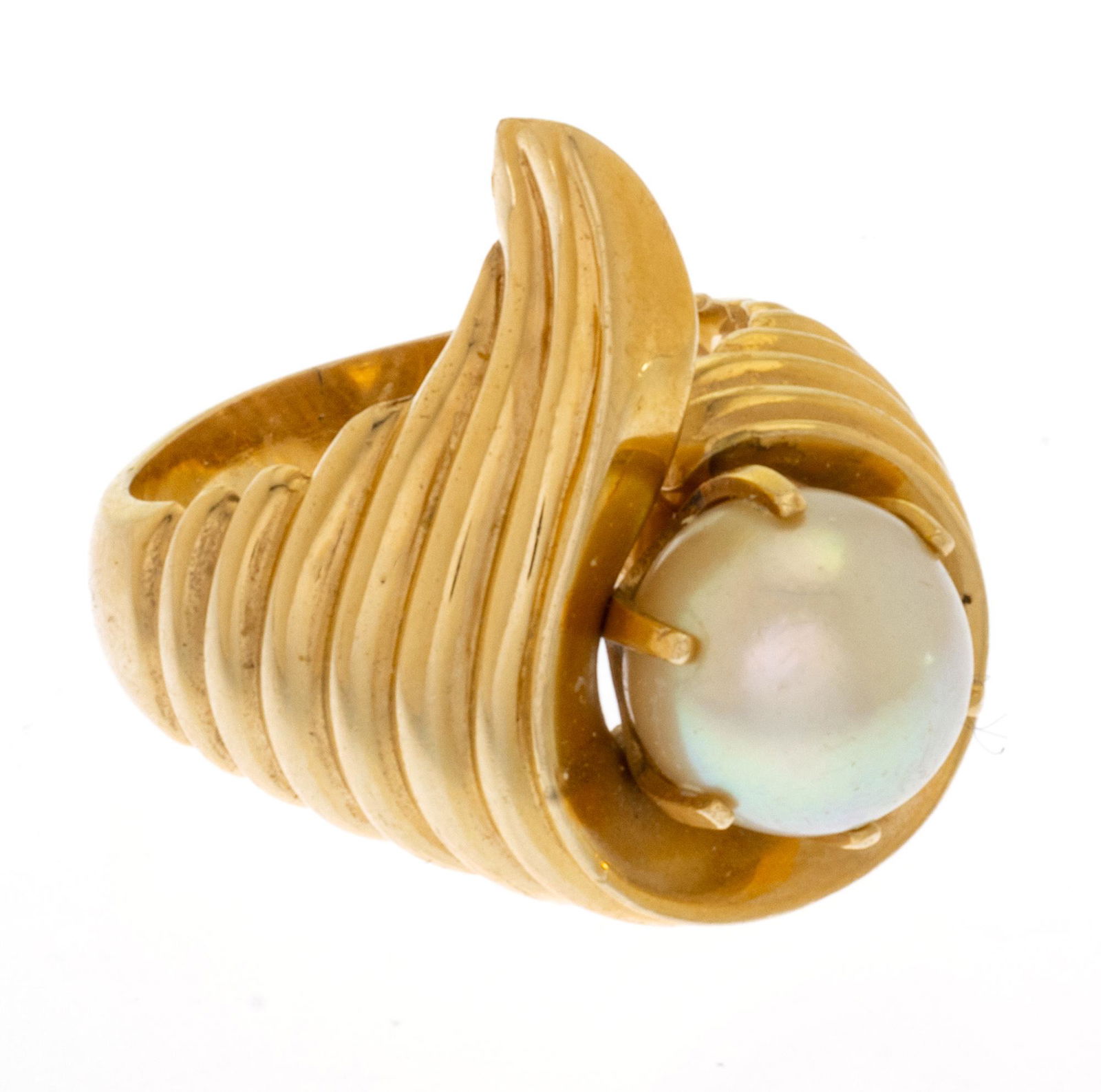 14K Yellow Gold And 11mm Pearl Ring, Size 8 (1 of 5)