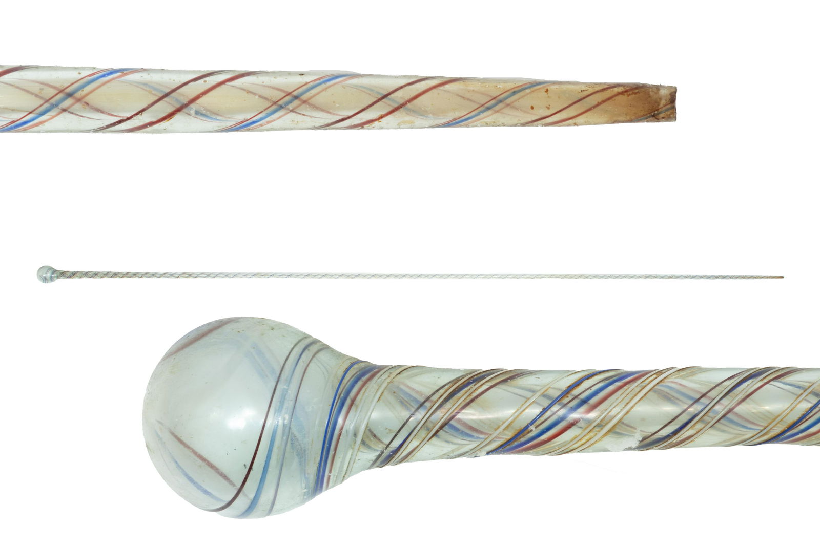 Hand Blown Glass Parade Cane, Glass Chain, Important Size C. 19th.c., H 9' (1 of 5)
