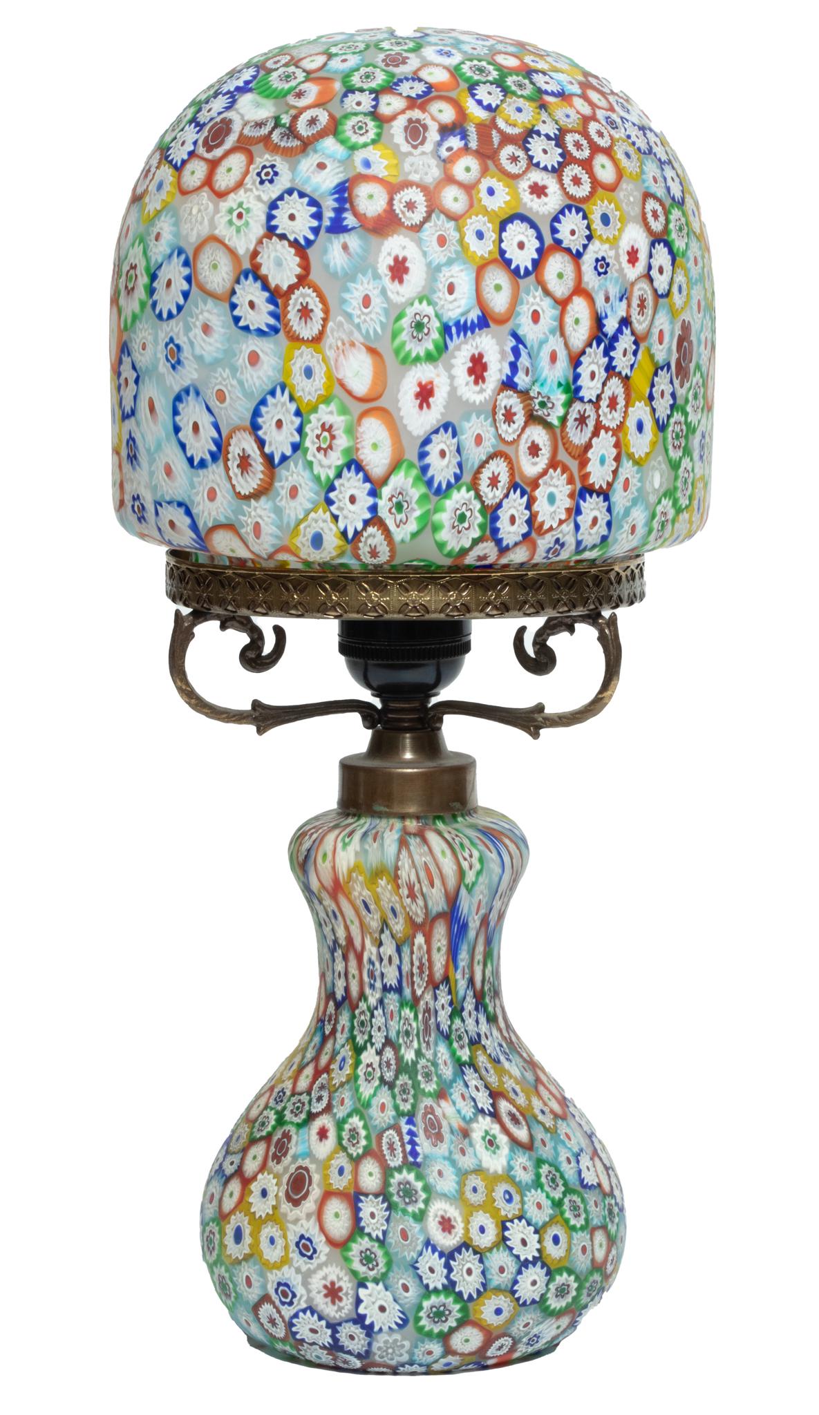 Venetian Millefiore Glass Globe Table Lamp C. 1960, H 16'' (1 of 5)