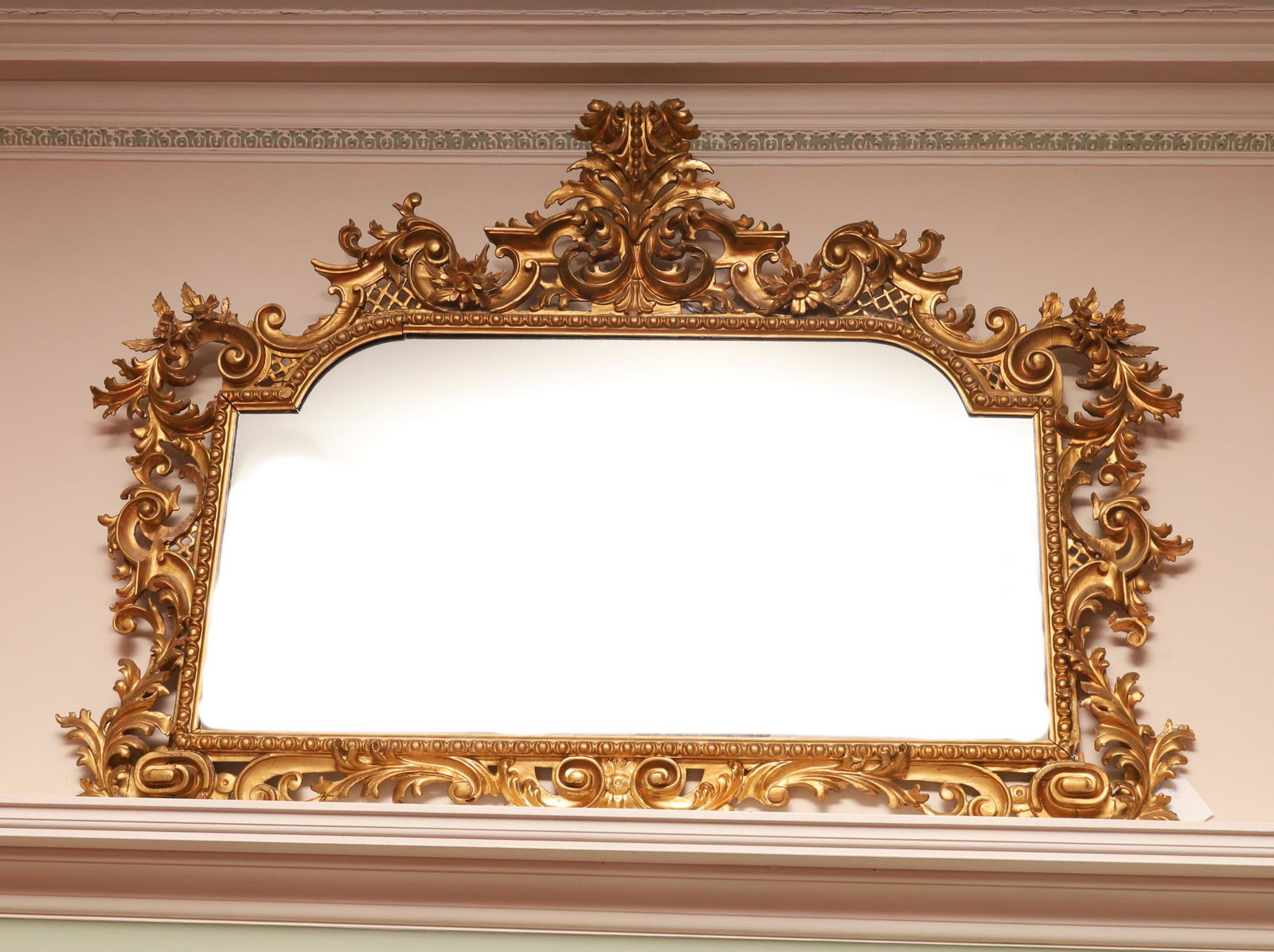 Florentine Gold Leaf Carved High Relief Mirror, Important Size H 38'' W 56'' (1 of 1)