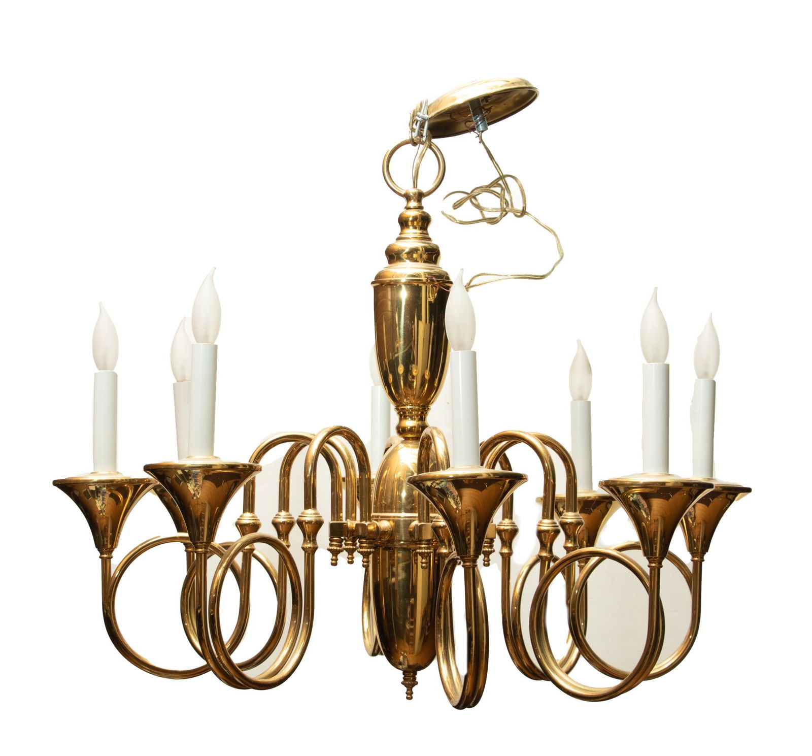 Federal Stlyle Brass 8 Light Chandelier H 24'' Dia. 24'' (1 of 5)