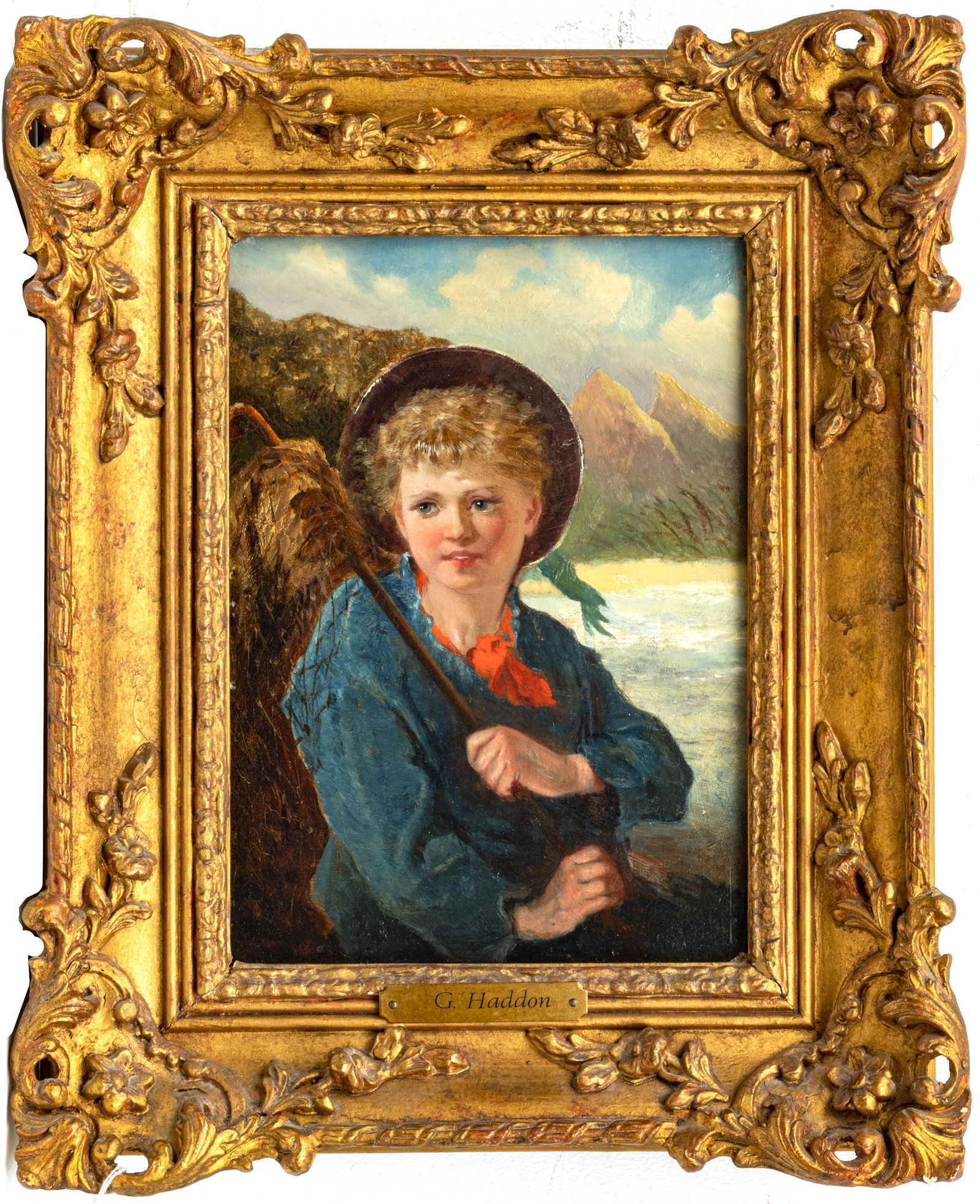 G. Haddon, Uk Oil On Canvas, 19Th.C. H 11" W 8" Fisherboy (1 of 3)