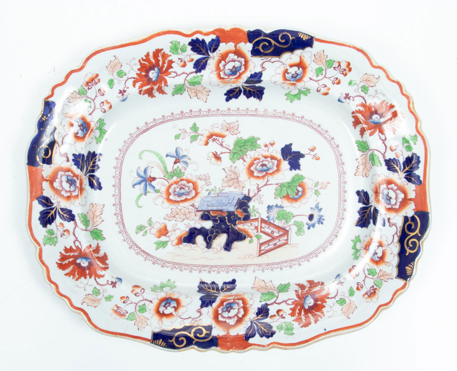 Real Ironstone (English) Earthenware Platter C. 1840, W 12'' L 14'' (1 of 4)