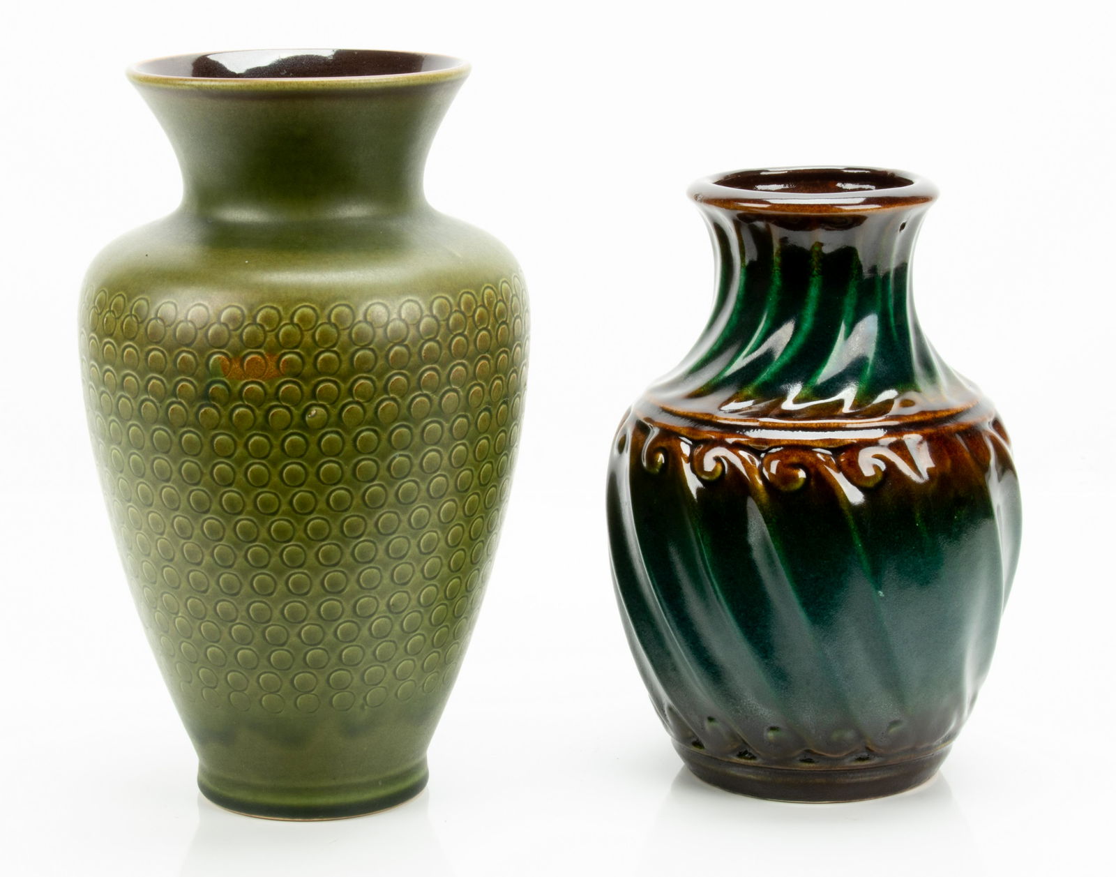 German Pottery Vases, 20Th C., Two Pieces, H 8.25" And 10" (1 of 4)