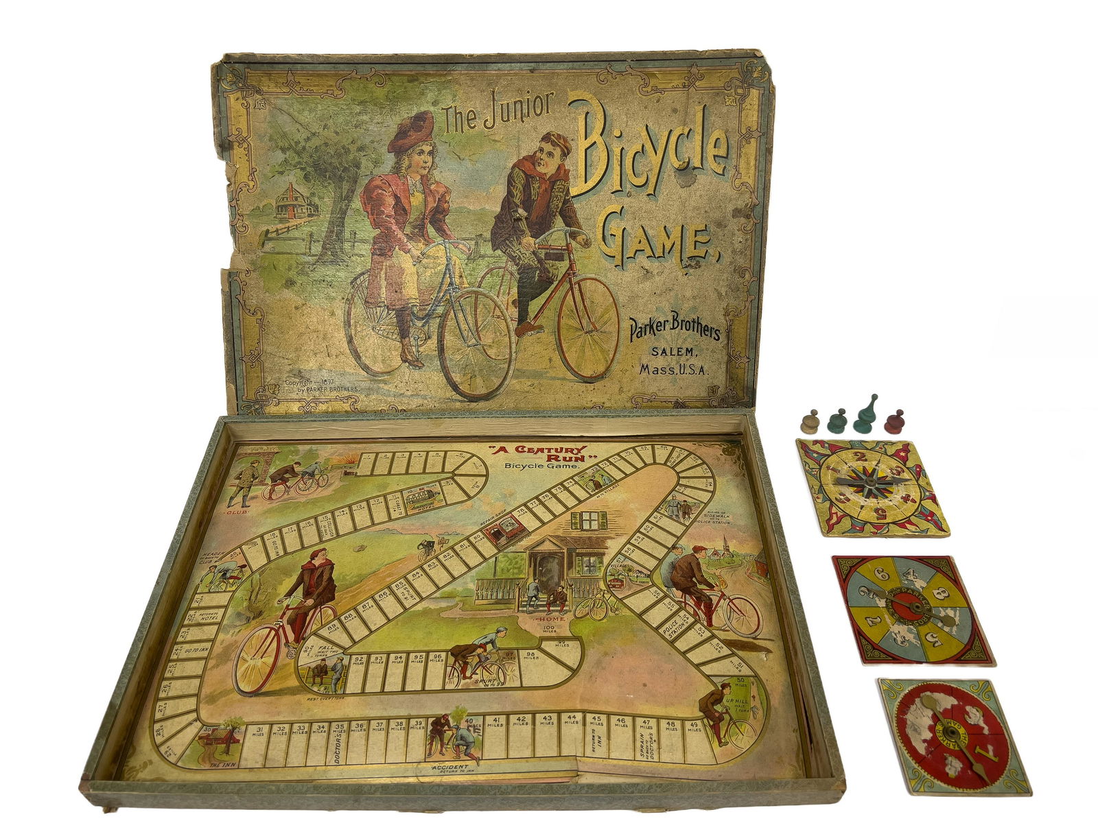 Parker Brothers  "The Junior Bicycle Game", C. 1900, H 11.75'' W 16.25'' (1 of 5)