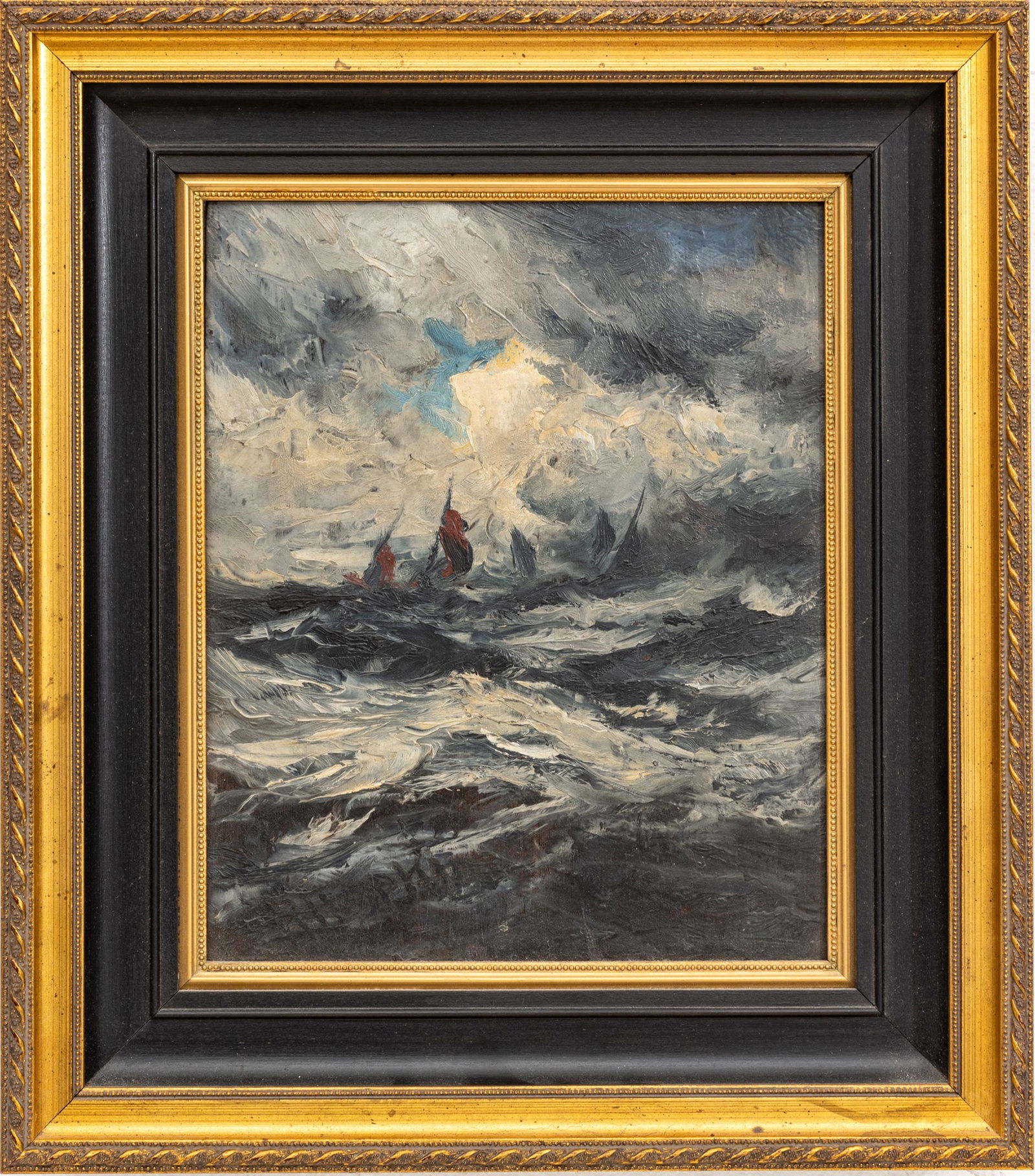 Robert B. Hopkin (American, 1832-1909) Oil On Beveled Wood Panel, The Storm, H 10'' W 8'' (1 of 4)