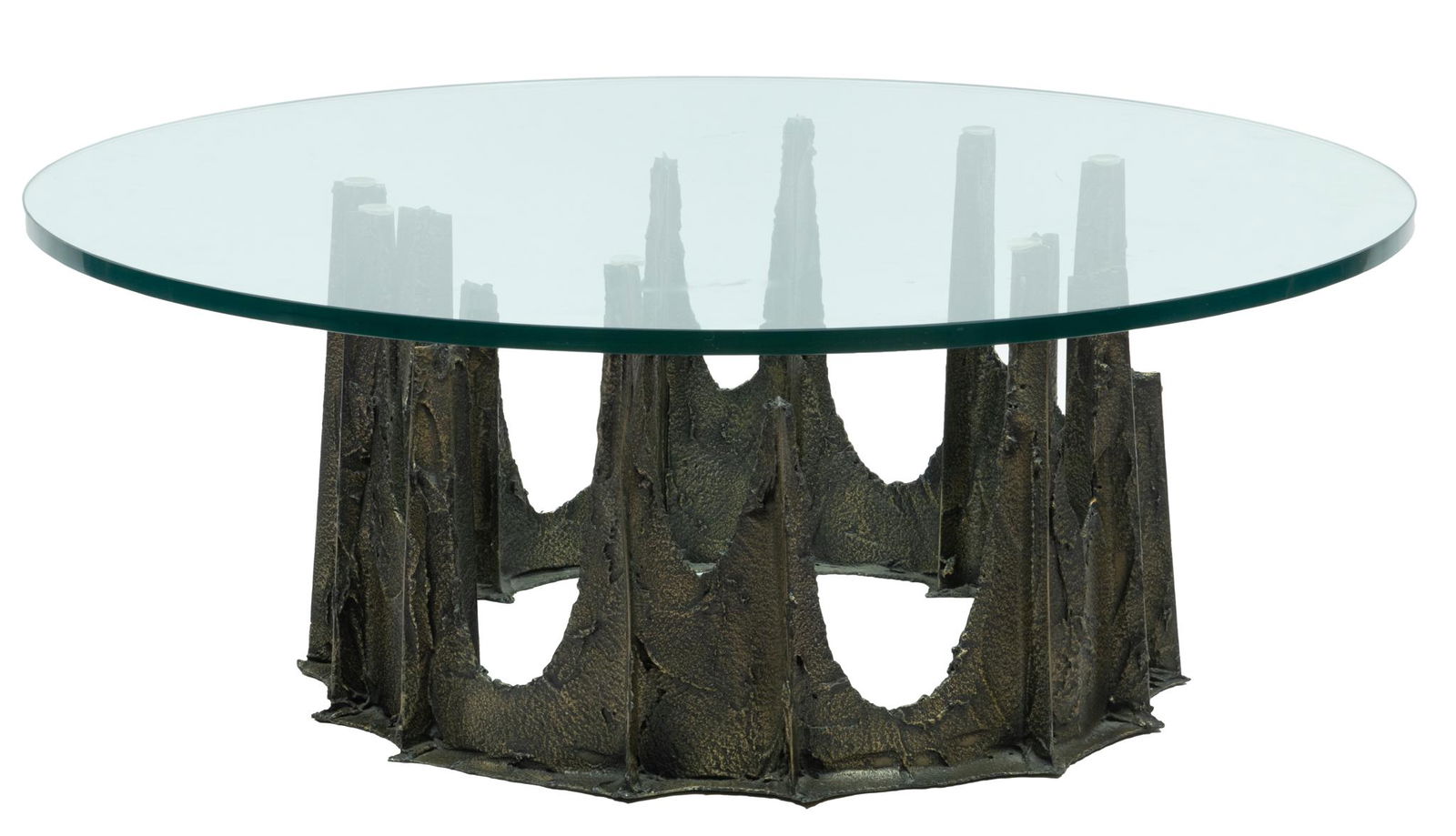 Paul Evans (American, 1931-1987) Brutalist Steel, Bronze And Glass Stalagmite Coffee Table 1972, H (1 of 4)