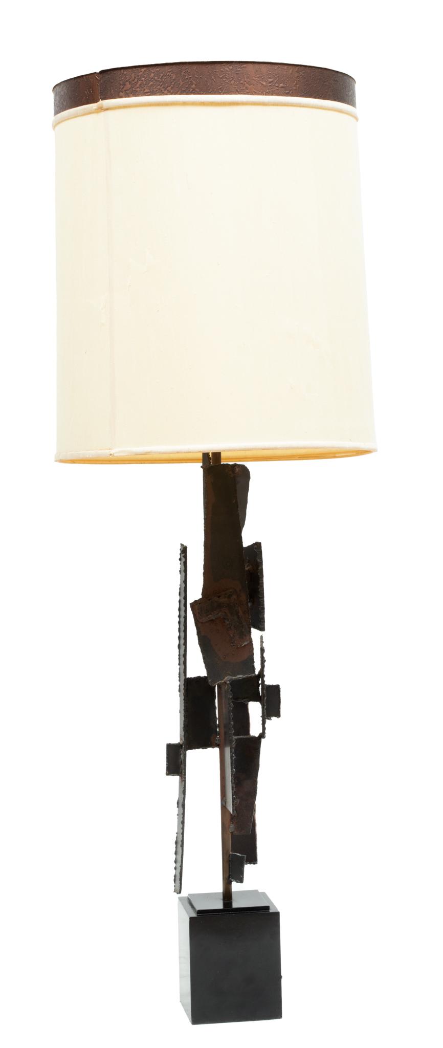 Harry Balmer Brutalist Steel And Bronze Table Lamp  1972, H 52'' (1 of 4)