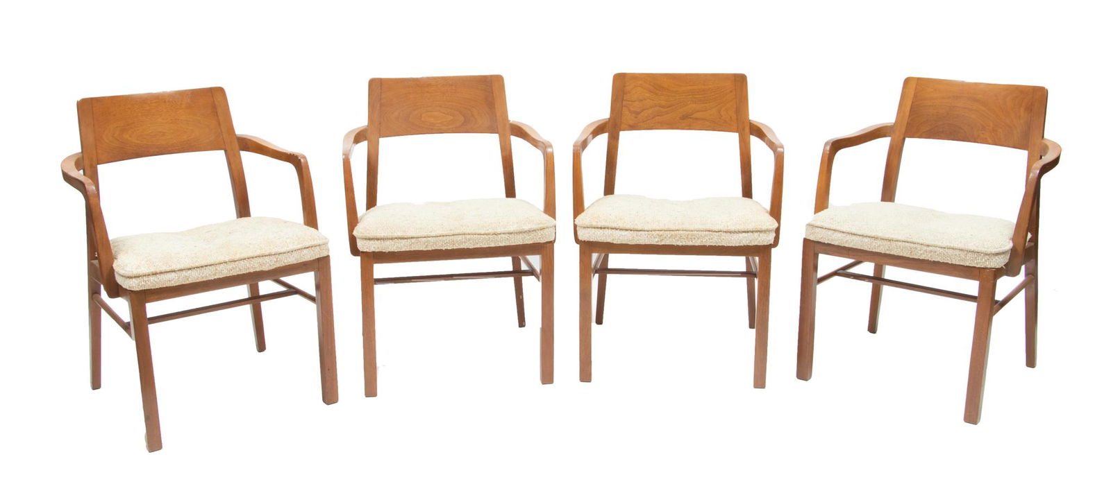 Edward Wormley (American, 1907-1995) For Dunbar, Mid Century Modern, Set Of Four Walnut Armchairs, (1 of 7)