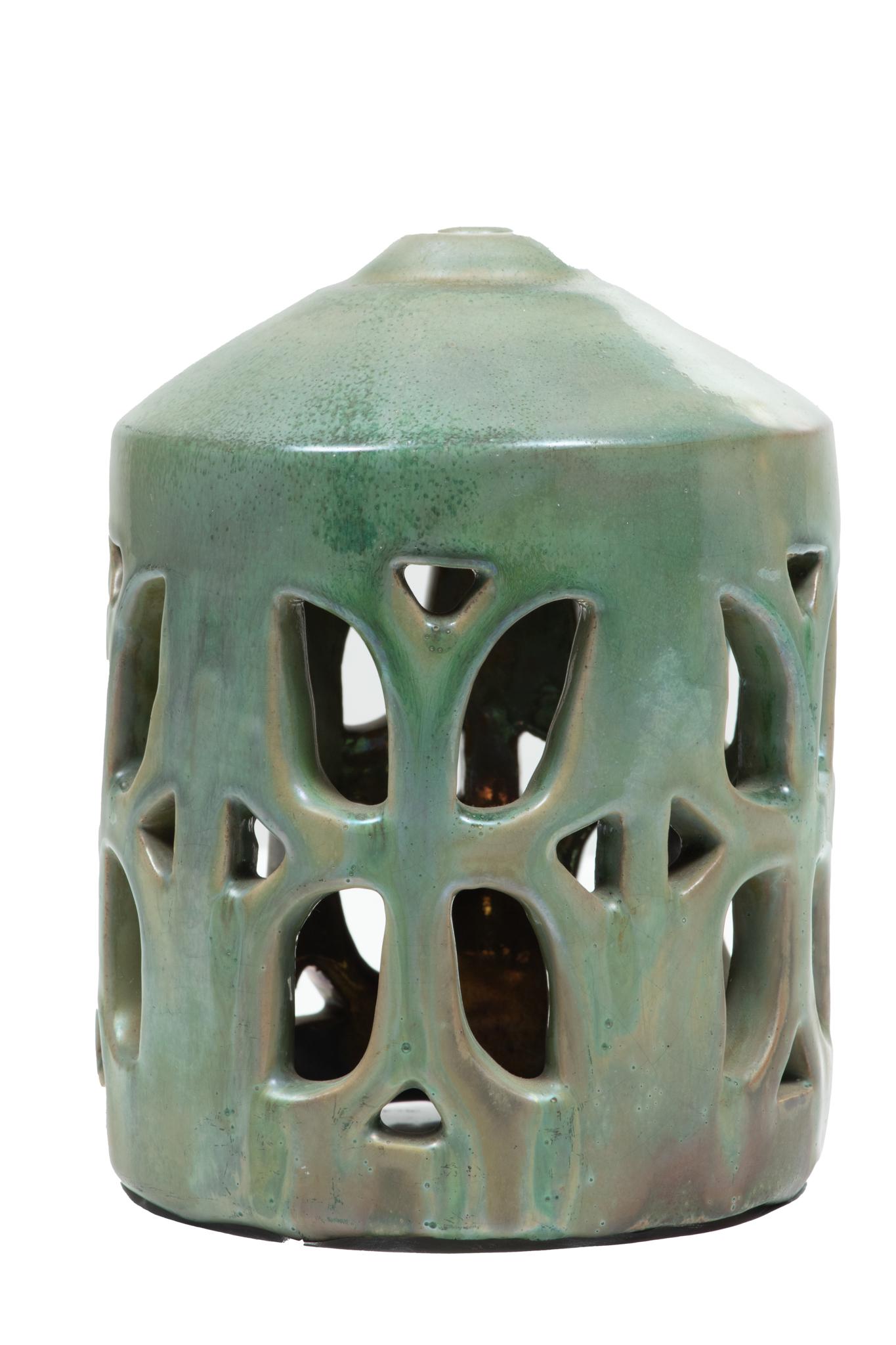 Pewabic Pottery (American, 1903) Iridescent Glazed Votive Lantern, H 7.25'' Dia. 5.5'' (1 of 7)