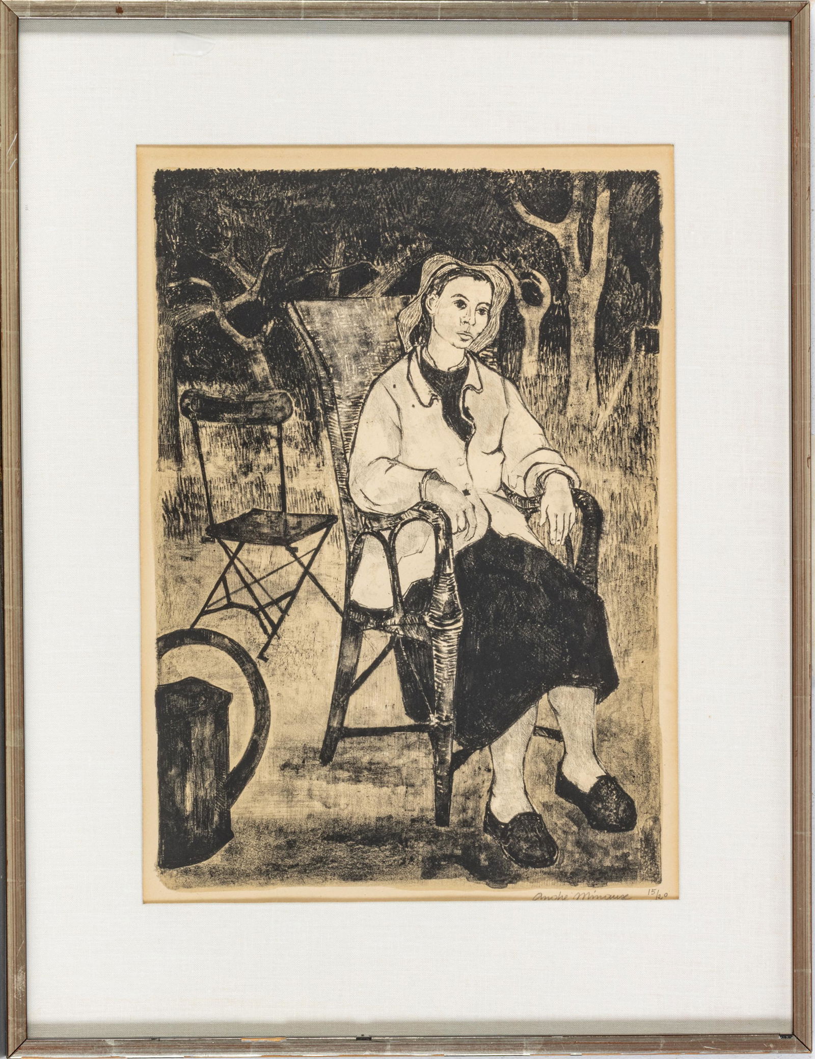 Andre Minaux (France, 1923-1986) Intaglio Print On Paper, Seated Woman, H 18.75'' W 13.5'' , SN: (1 of 4)
