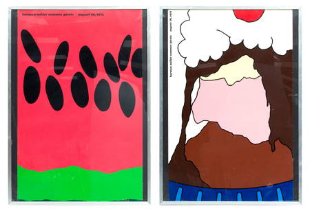 Stephen Frykholm For Herman Miller (American) Screenprints In Colors On Paper, 1971-72, Summer: Stephen Frykholm For Herman Miller (American) Screenprints In Colors On Paper, 1971-72, Summer Picnic Posters: 2, H 40.25'' W 28.5'' 2 pcs Summer Picnic 1971. Summer Picnic 1972. Screenprints in color