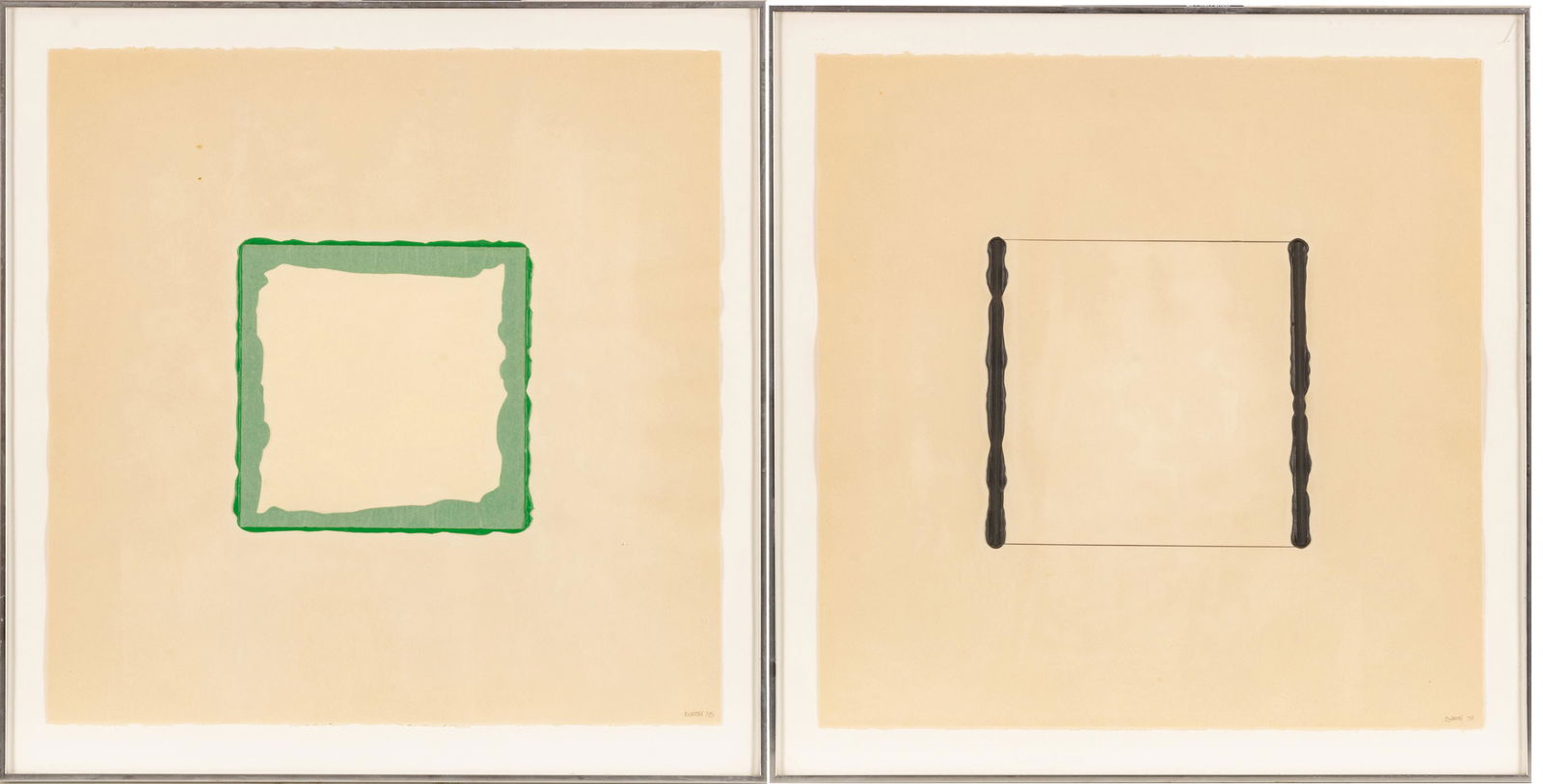 Pair of Koki Doktori (Israeli/NYC, 20/21st C) Mixed Media Works On Paper, 1978, H 22'' W 22'' 1 Pair (1 of 4)