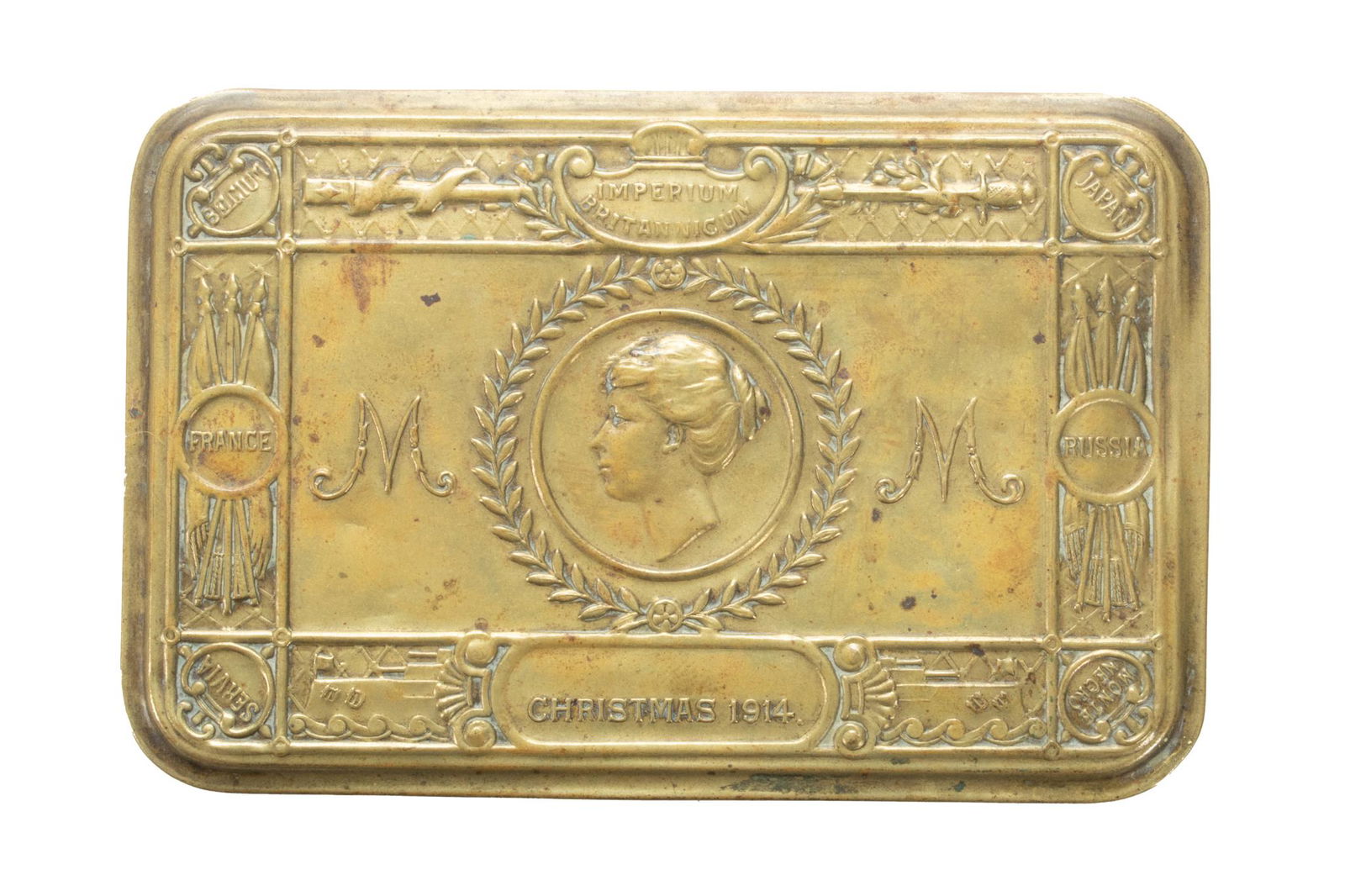 English Copper Christmas 1914 Princess Mary Box H 1'' L 5'' Depth 3.25'' (1 of 4)