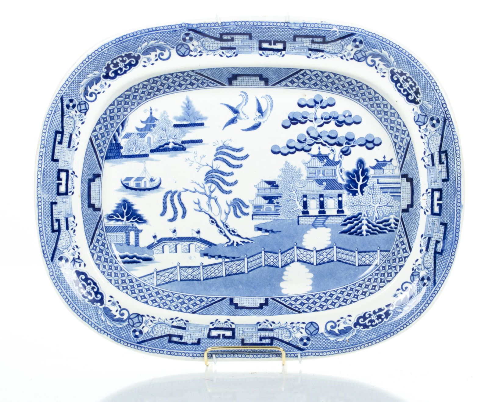 English Ironstone Porcelain Platter Willow Pattern (1 of 3)