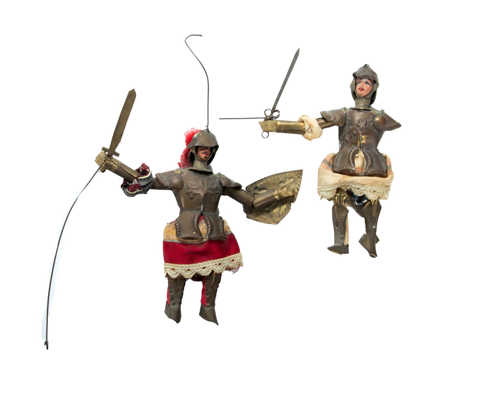 English Victorian Christmas Ornaments  19th C., Knights, H 4'' (1 of 2)