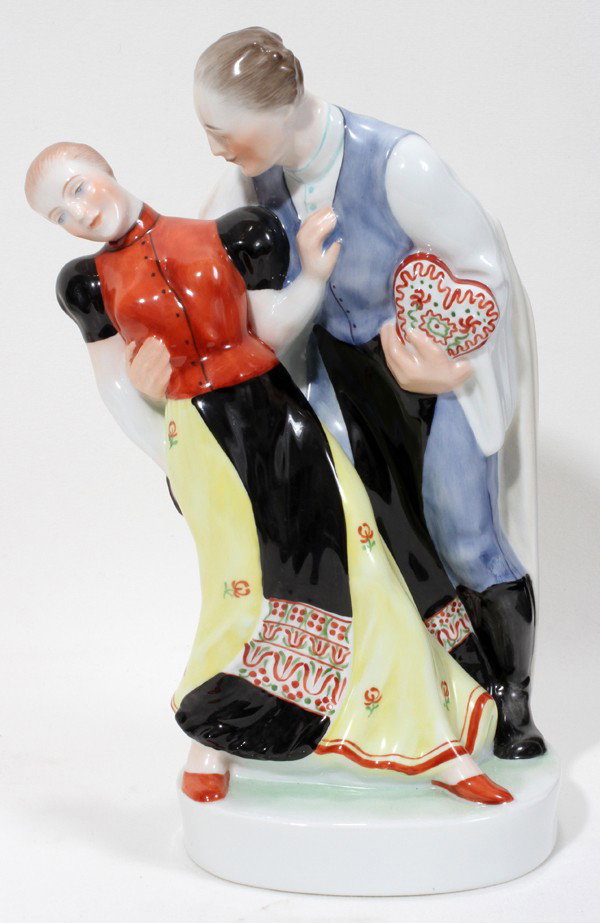 HEREND PORCELAIN DANCERS, #5488, H 10": HEREND PORCELAIN DANCERS, #5488, H 10":From the Estate of Mary Grace Pribanyec, Lincoln Park. From the Estate of Mary Grace Pribanyec, Lincoln Park, Mi.