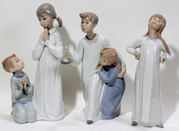 LLADRO PORCELAIN CHILDREN FIGURES, THREE, H 8": LLADRO PORCELAIN CHILDREN FIGURES, THREE, H 8":From the Estate of Mary Grace Pribanyec, Lincoln par From the Estate of Mary Grace Pribanyec, Lincoln Park, Mi.