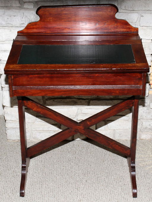 012515 Oak Victorian Slant Lift Top Writing Desk