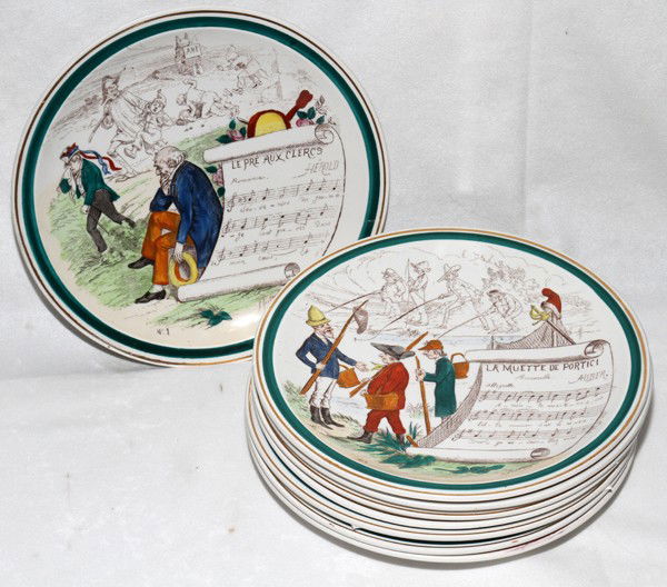 French 'sujets Musicaux' Terre De Fer Plates,
