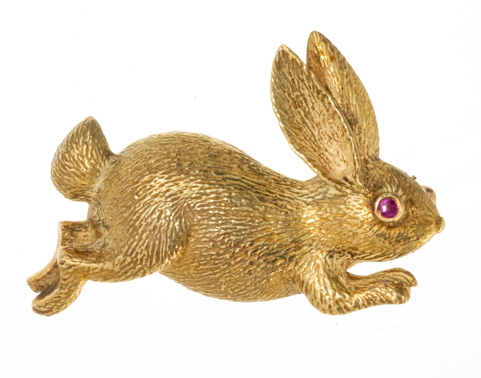 18K Yellow Gold Running Rabbit Brooch L 1.3'' (1 of 3)