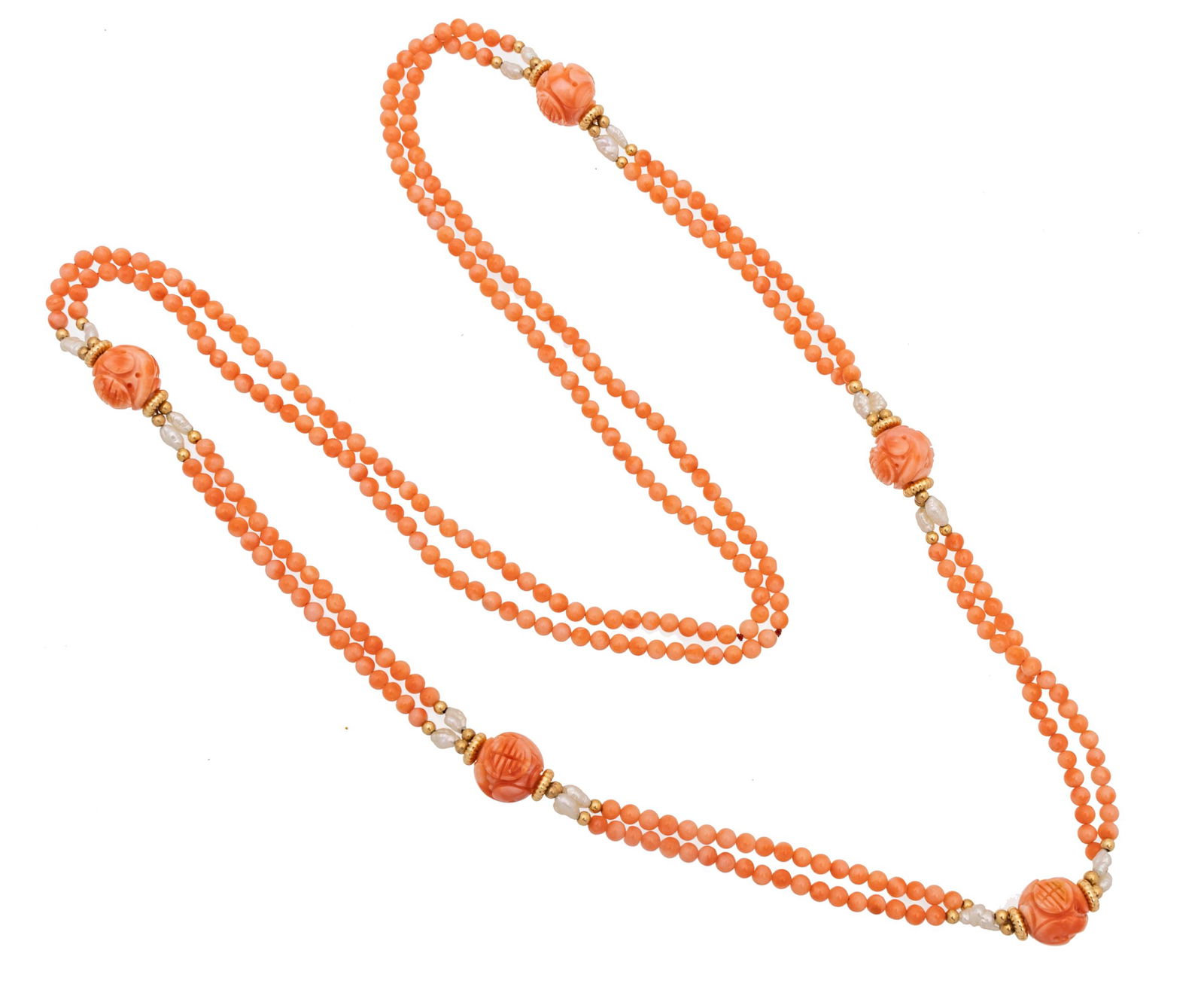 Red Coral Bead Necklace L 34'' (1 of 3)