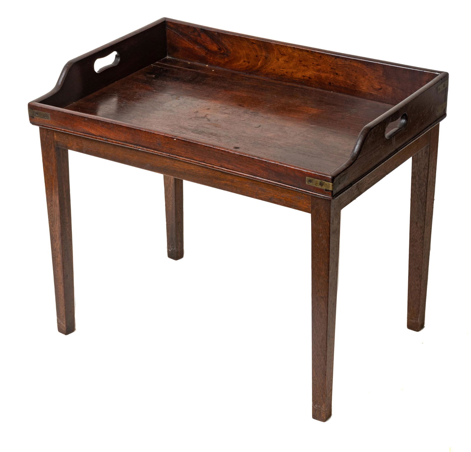 Mahogany "Campaign" Butler Tray Top Coffee Table, H 21", L 25" D 16" (1 of 4)