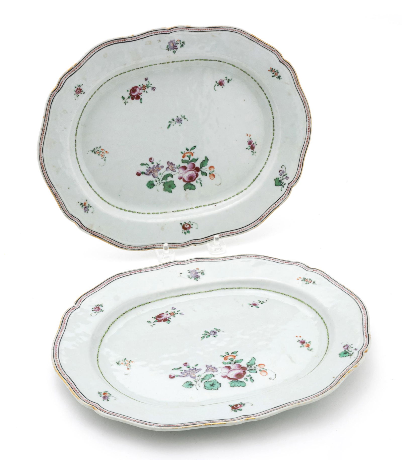 Chinese Export Platters, 18Th C., Pair, W 9 L 11.7 (1 of 2)