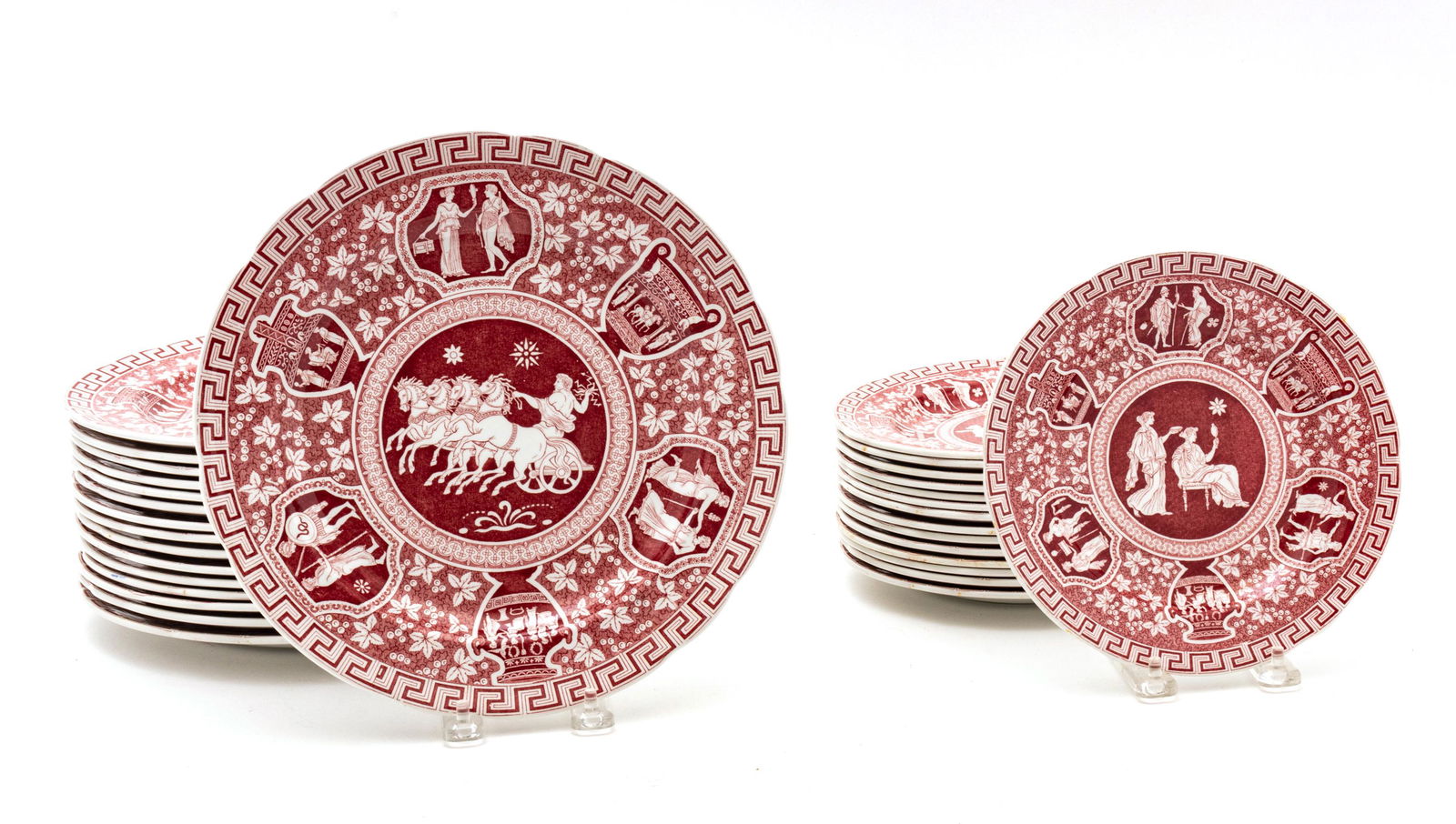 Copeland Spode 'Greek' Ironstone Dinner & Dessert Plates, 31 Pcs, Dia 7.5"-10.5" (1 of 3)