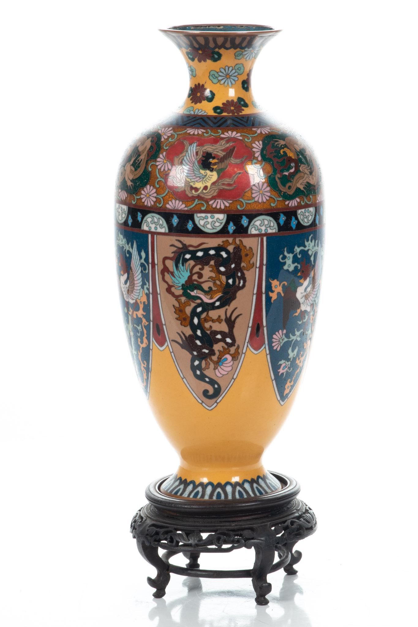 Japanese Cloisonne Vase, C. 19th.c., H 12.5'' Dia. 5.5'' (1 of 5)