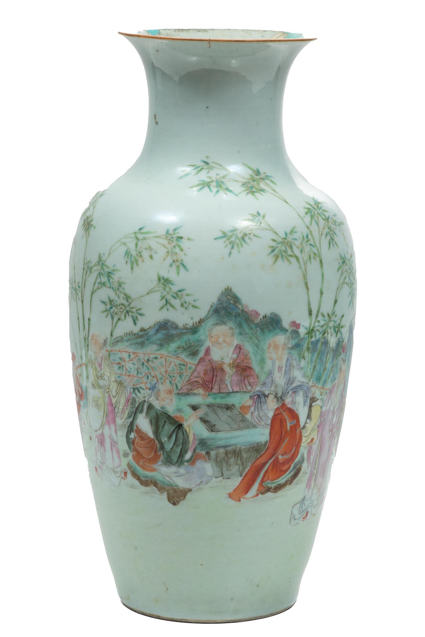 Chinese Hand-painted Porcealain Vase, H 16'' Dia. 7.5'' (1 of 6)
