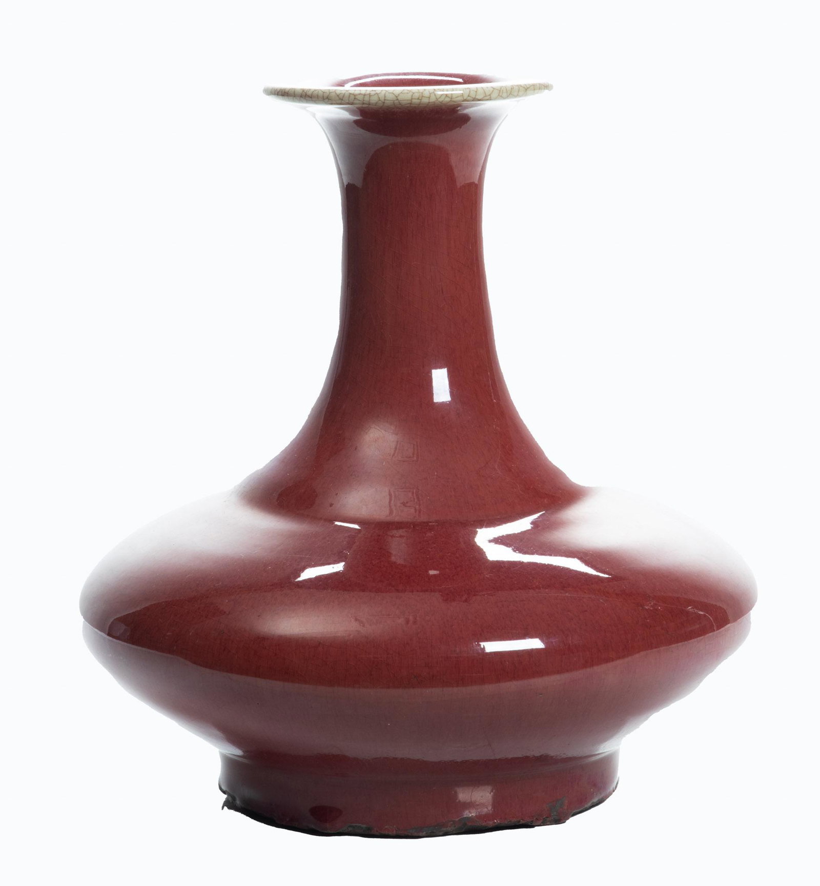 Chinese Sang De Boeuf Glazed Porcelain Vase, H 10'' Dia. 9'': Chinese Sang De Boeuf Glazed Porcelain Vase, H 10'' Dia. 9'' A Chinese porcelain vase. Boasting a sang de boeuf glaze. No artist's signatures or calligraphic marks to the underside.