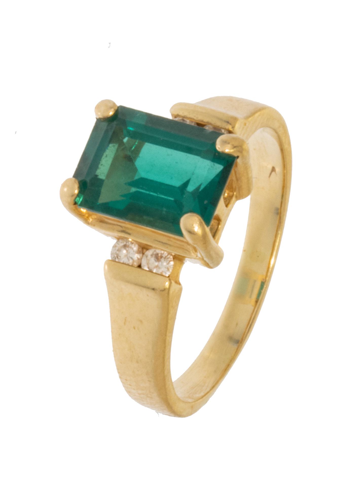 Emerald And Diamonds Ring, 14K, Size 4 1/2 (1 of 6)