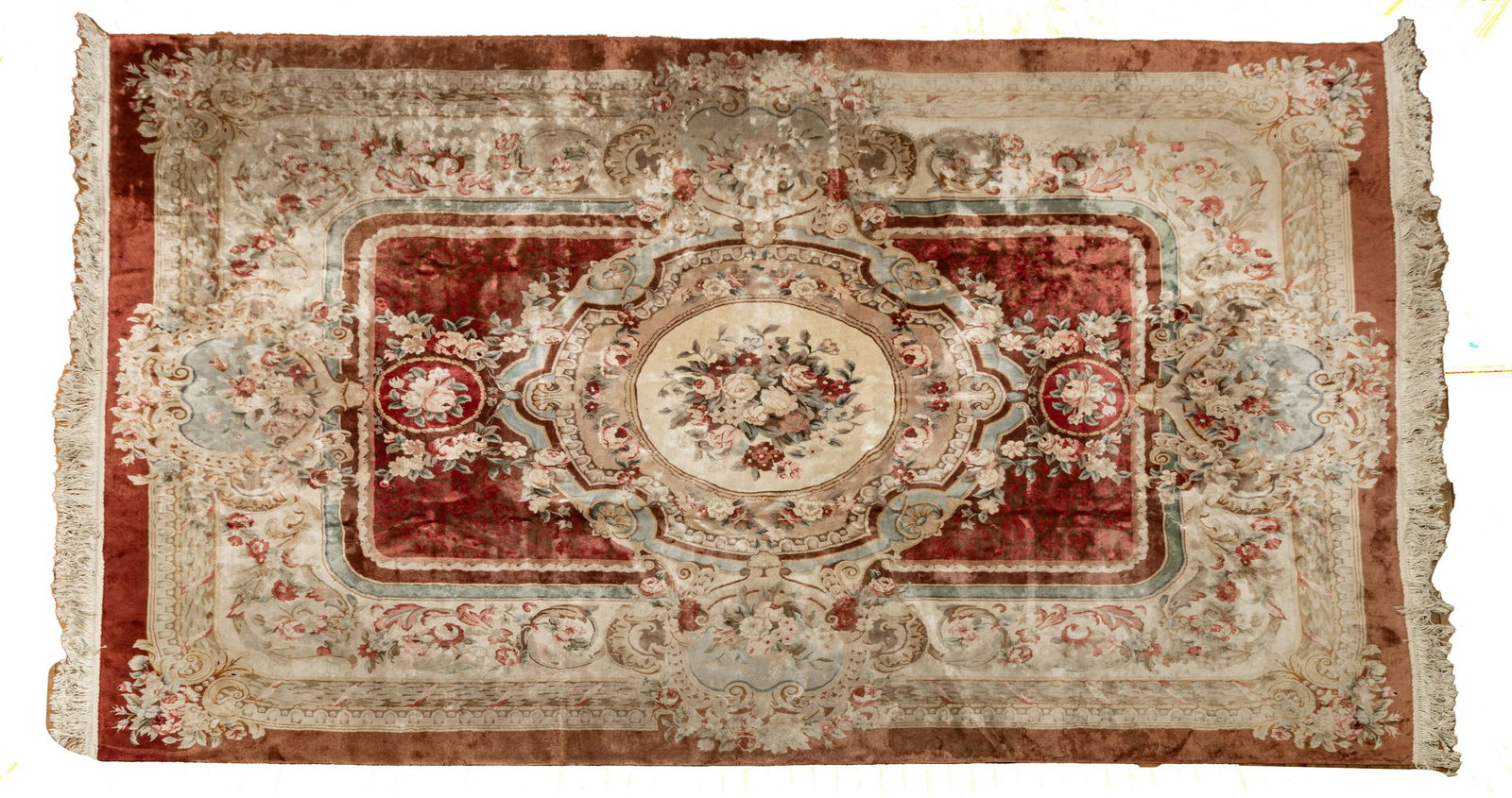 Aubusson Pattern Hand Woven Silk Rug, W 8' L 11' (1 of 2)