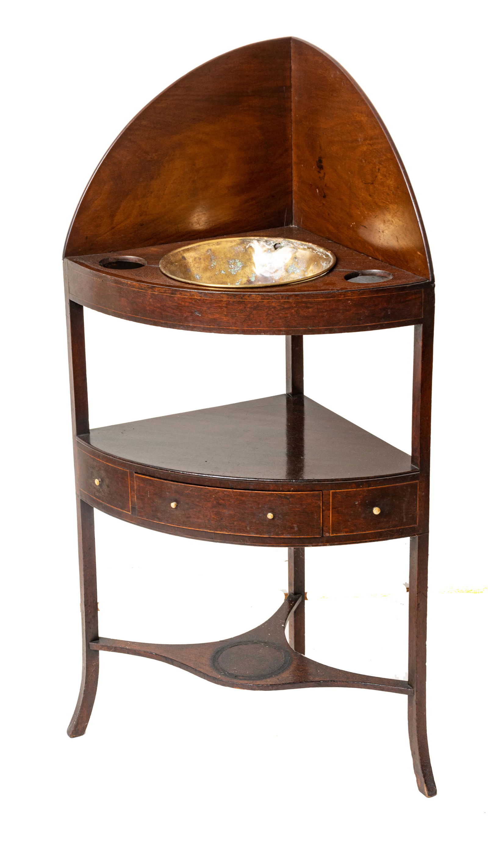 Federal Corner Style Mahogany Wash Stand, C. 1820, H 44", W 23", D 16" (1 of 3)
