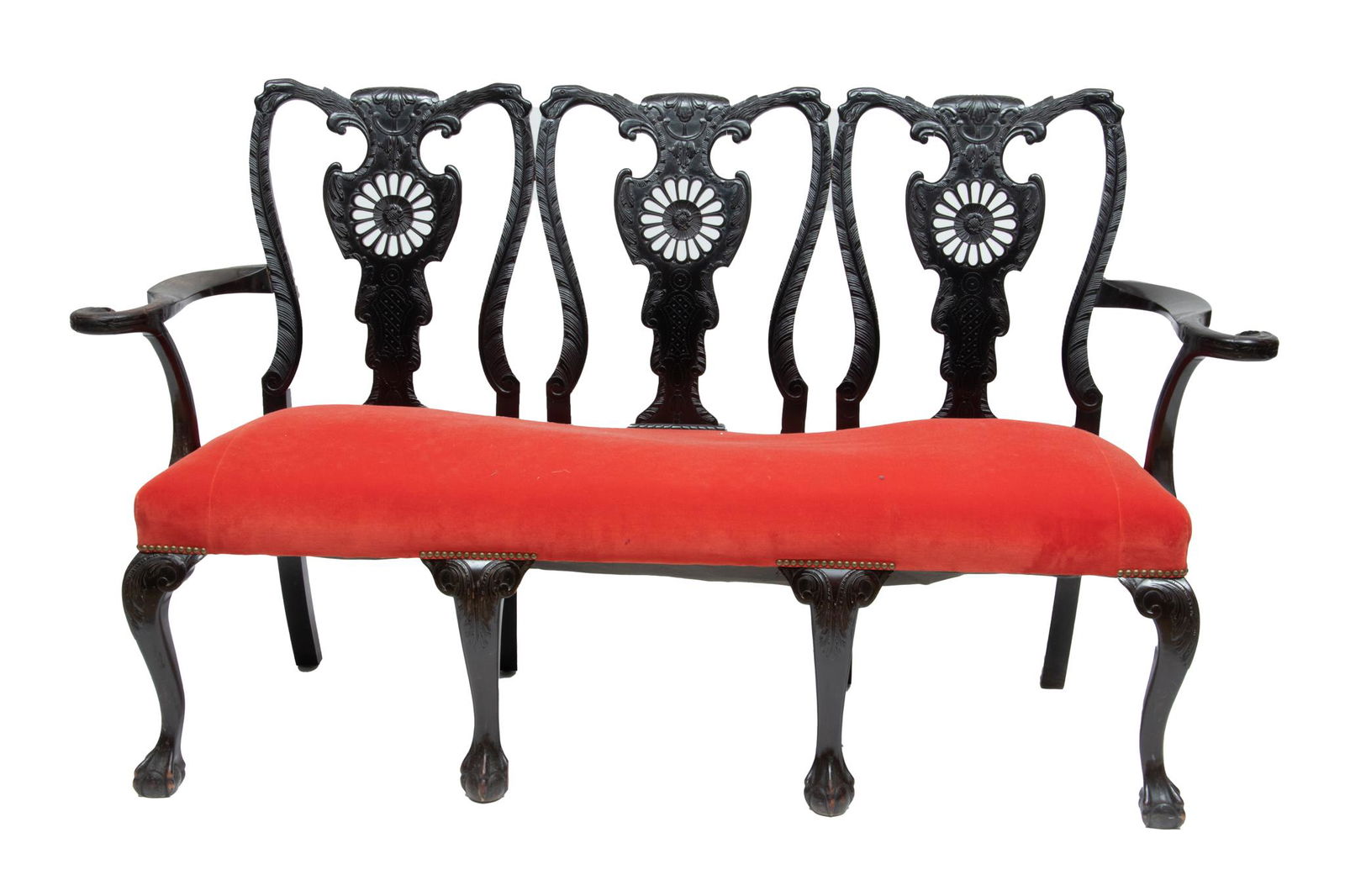 Mahogany Chippendale Style Chair Back Settee H 33'' L 67.5'' Depth 22'' (1 of 2)