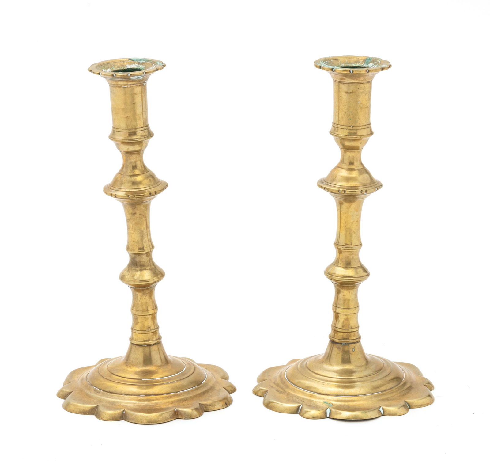 Brass Candlesticks, 18Th C., Pair H 7.5 (1 of 3)