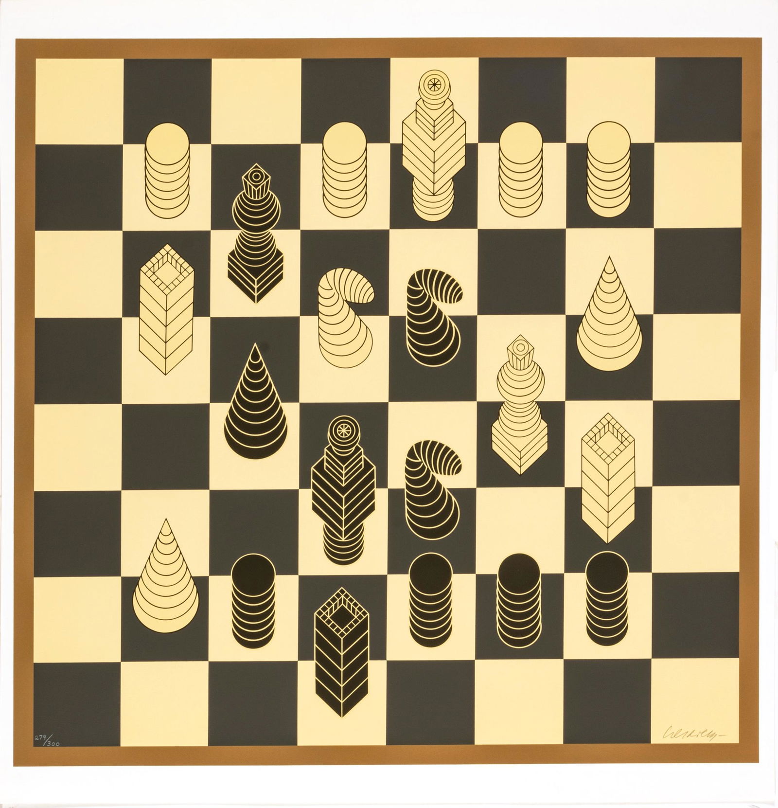 Victor Vasarely (French/Hungarian, 1906-1997) Serigraph In Colors On Wove Paper, C. 1975, Chess, H (1 of 5)