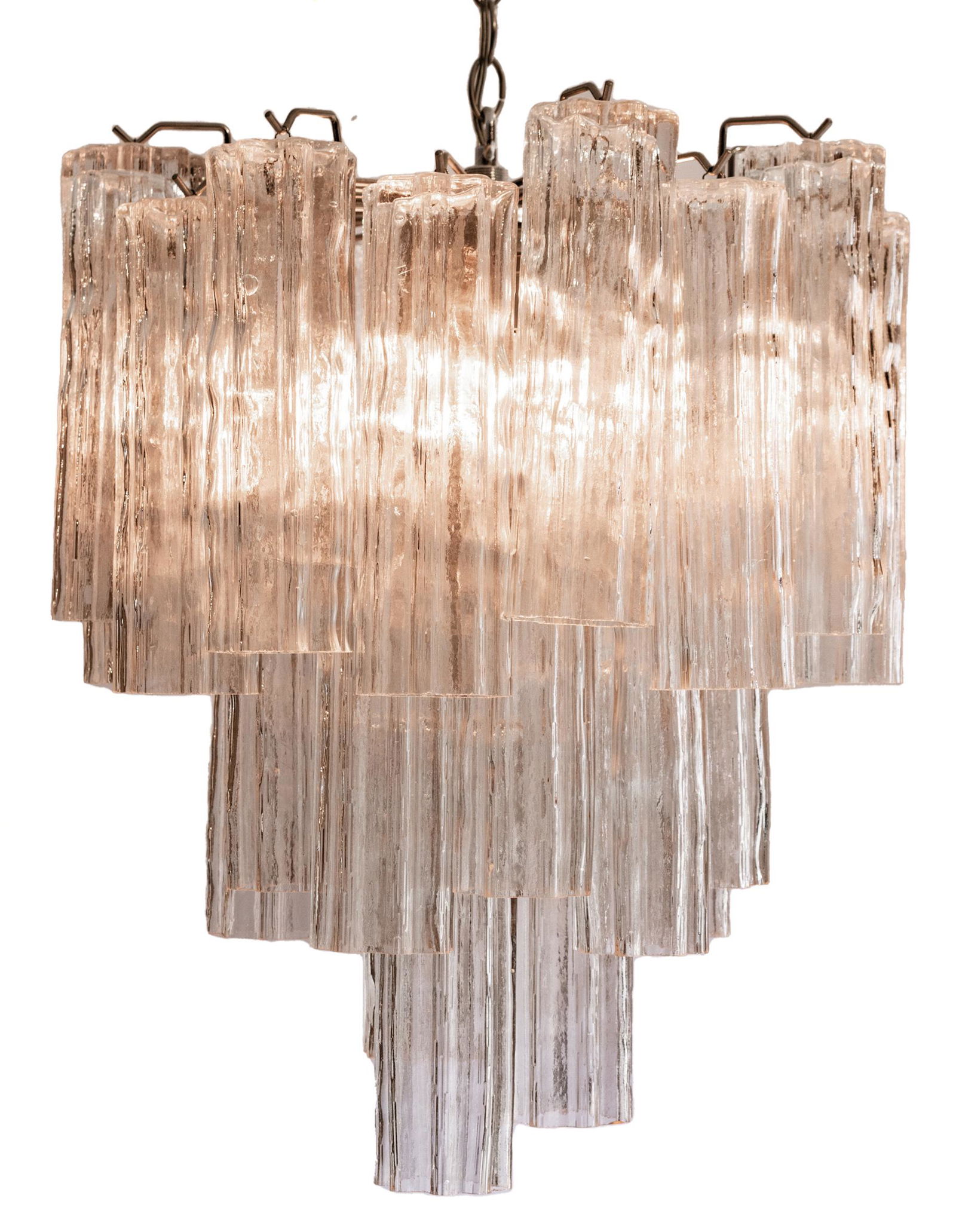 Paolo Venini (Italian, 1865-1959) Murano, Italy, Mid-Century Modern, Tronchi Three Tier Chandelier H (1 of 2)