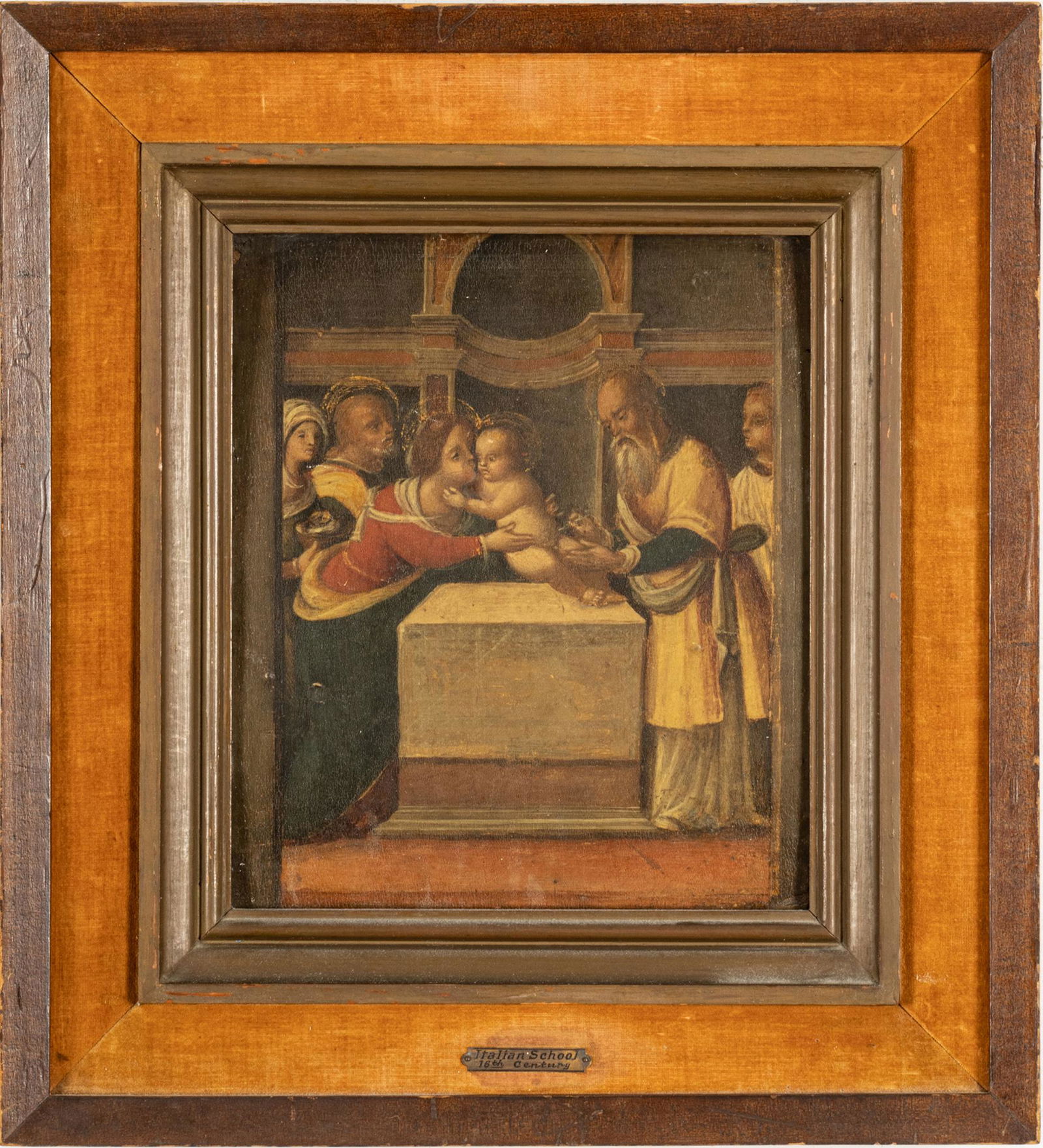 Italian School Icon On Wood, C. 18th.c., Circumcision Of Christ, H 11'' W 9.5'' (1 of 4)