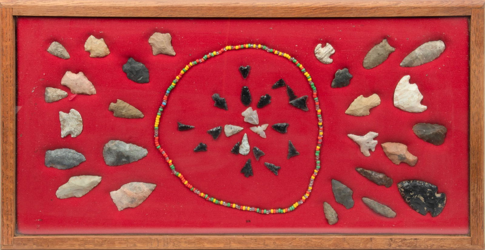 Group Of Native American Stone Arrowheads And Necklace, Approx. 45+ (1 of 2)