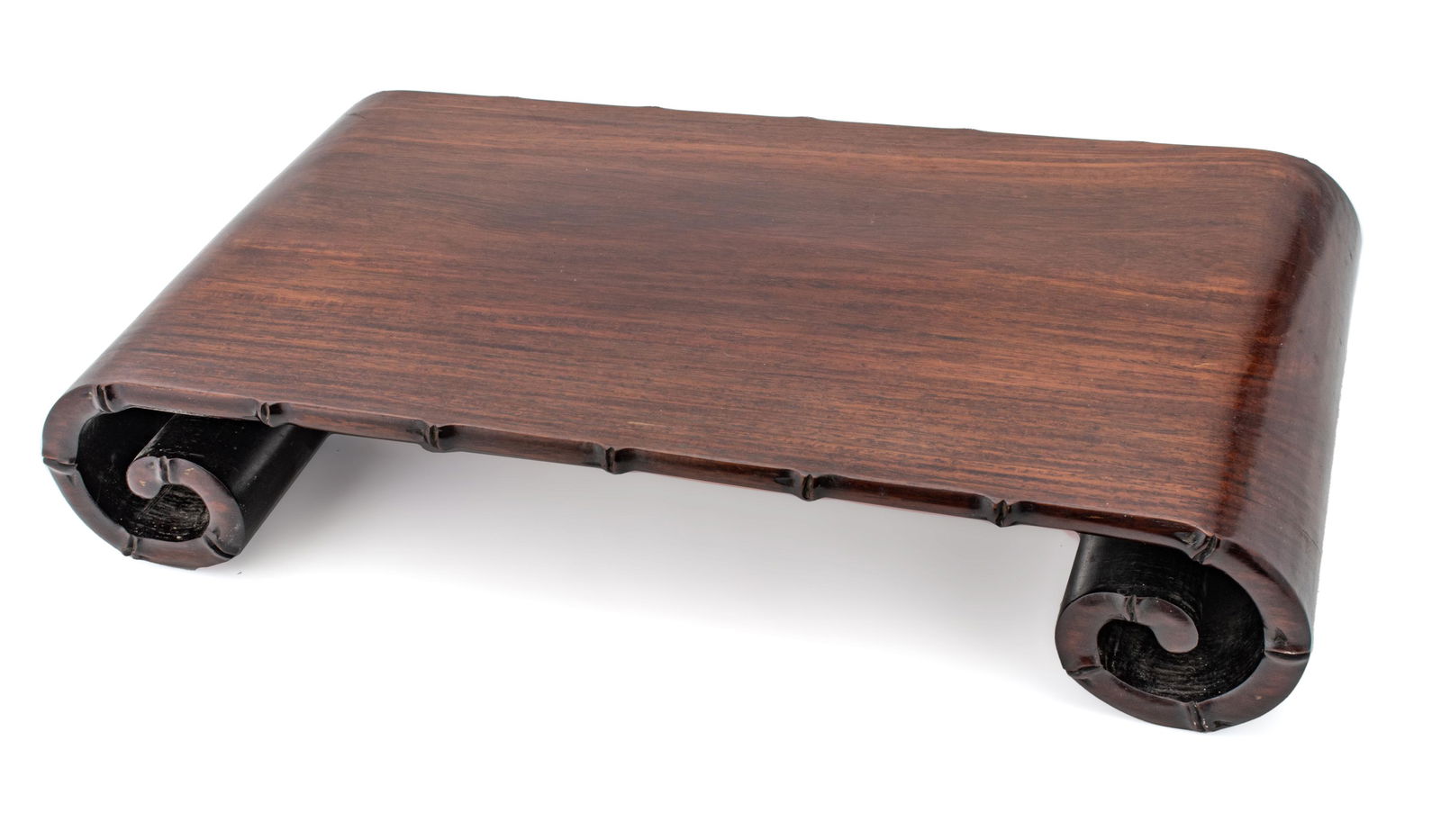 Chinese Carved Teakwood Curio Stand C. 1920, H 4'' W 11'' L 20'' (1 of 4)