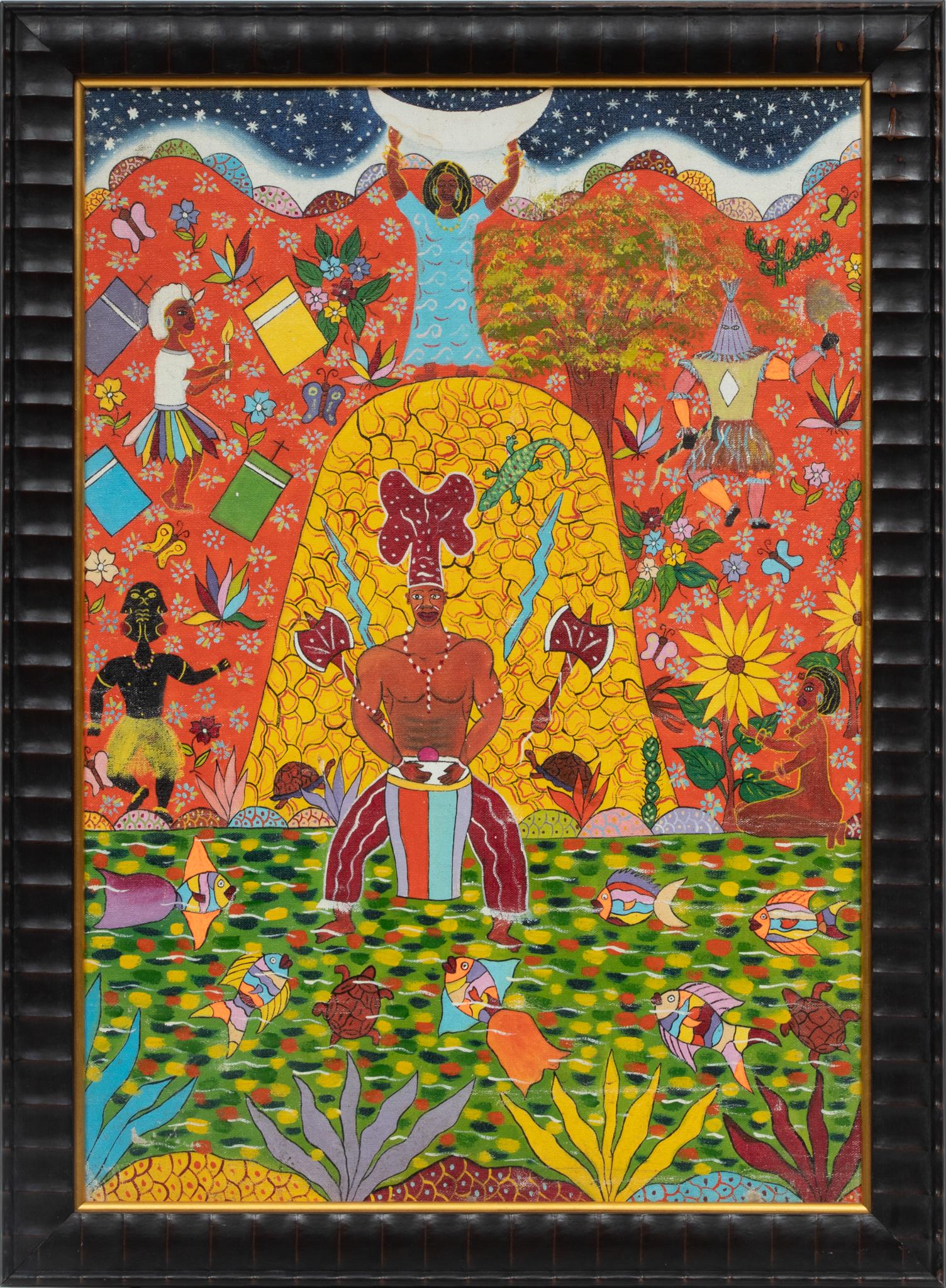 Cuban Oil On Canvas, C. 1990, H 23.5'' W 26'': Cuban Oil On Canvas, C. 1990, H 23.5'' W 26'' An unsigned Cuban oil on canvas. Framed H 30", W 22.5". Circa 1990.