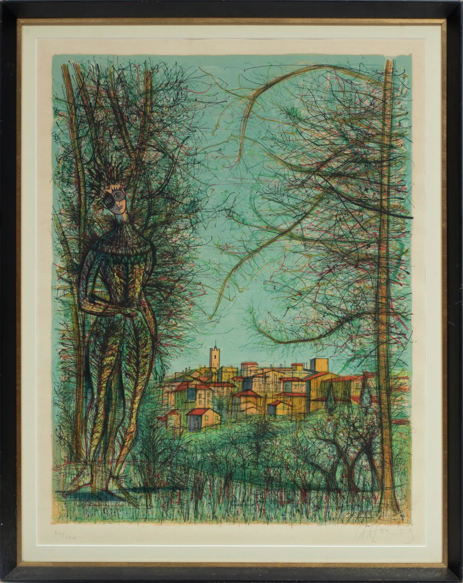 Jean Carzou (French, 1907-2000) Lithograph With Colors On Paper, Figure In The Copse, H 26'' W (1 of 5)