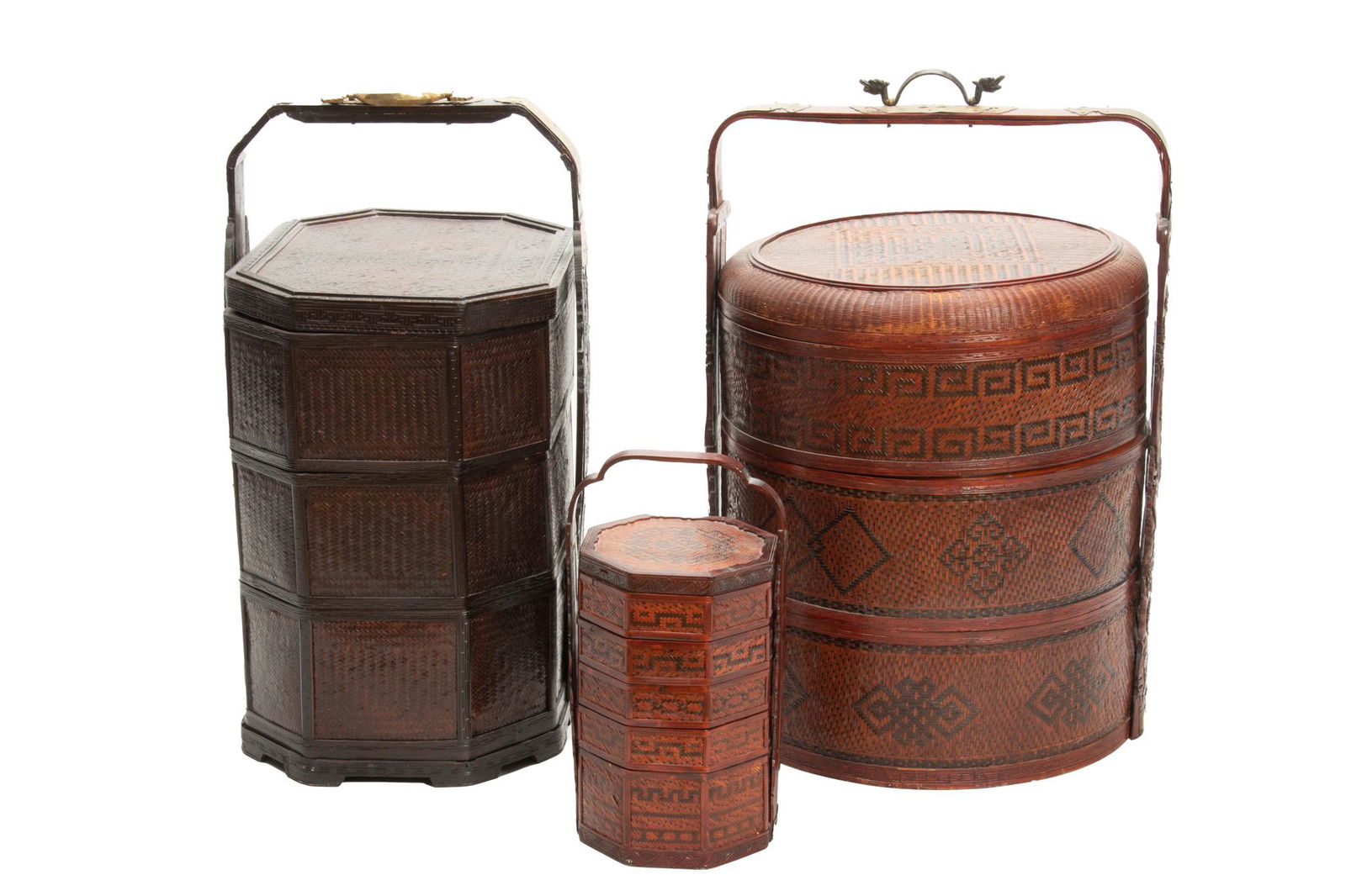 Chinese Woven Wedding Baskets, H 24'' W 13'' L 16'' 3 pcs (1 of 4)