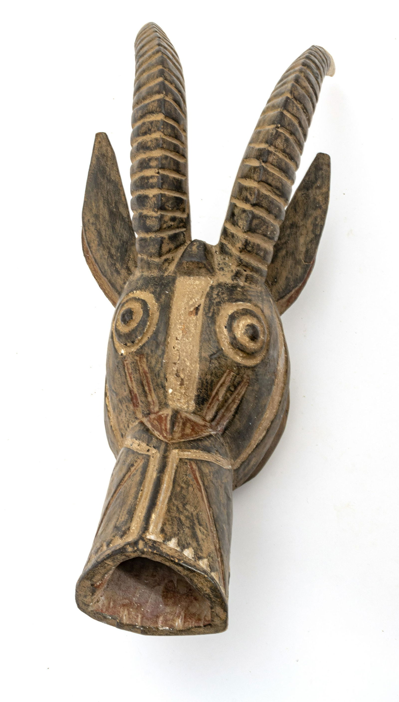 Gurunsi African  Polychromed Wood Antelope Mask, H 20'' W 8'' Depth 7.5'' (1 of 4)