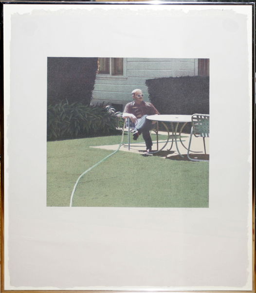 092453: ROBERT BECHTLE, LITHO., SANTA BARBARA PATIO: ROBERT BECHTLE (AMER. B.1932), 6-COLOR LITHO. ON HANDMADE PAPER, 'SANTA BARBARA PATIO 14/100', 1982:Artist strongest affiliation is with California. Was part of the photo-realist movement on the West